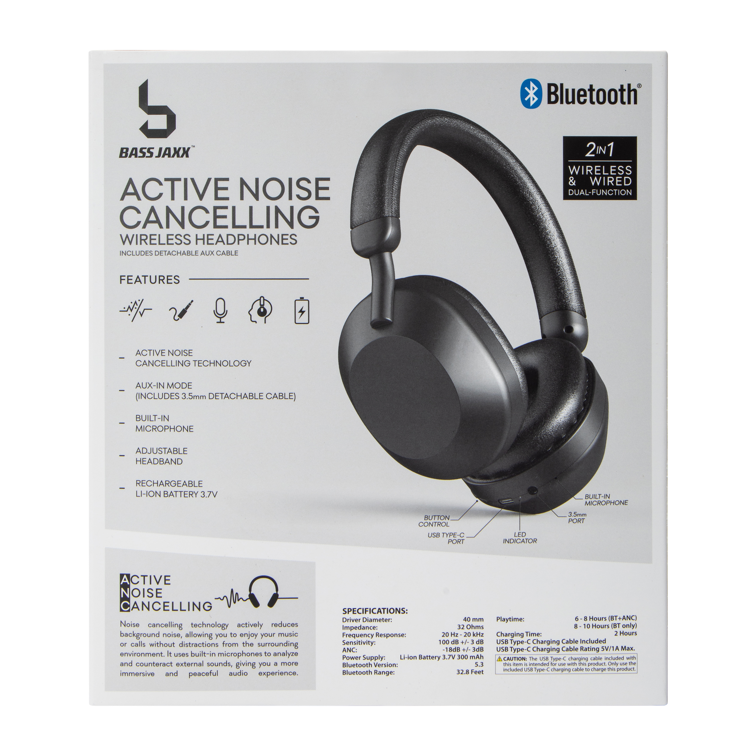 Bass Jaxx ANC Wireless Headphones