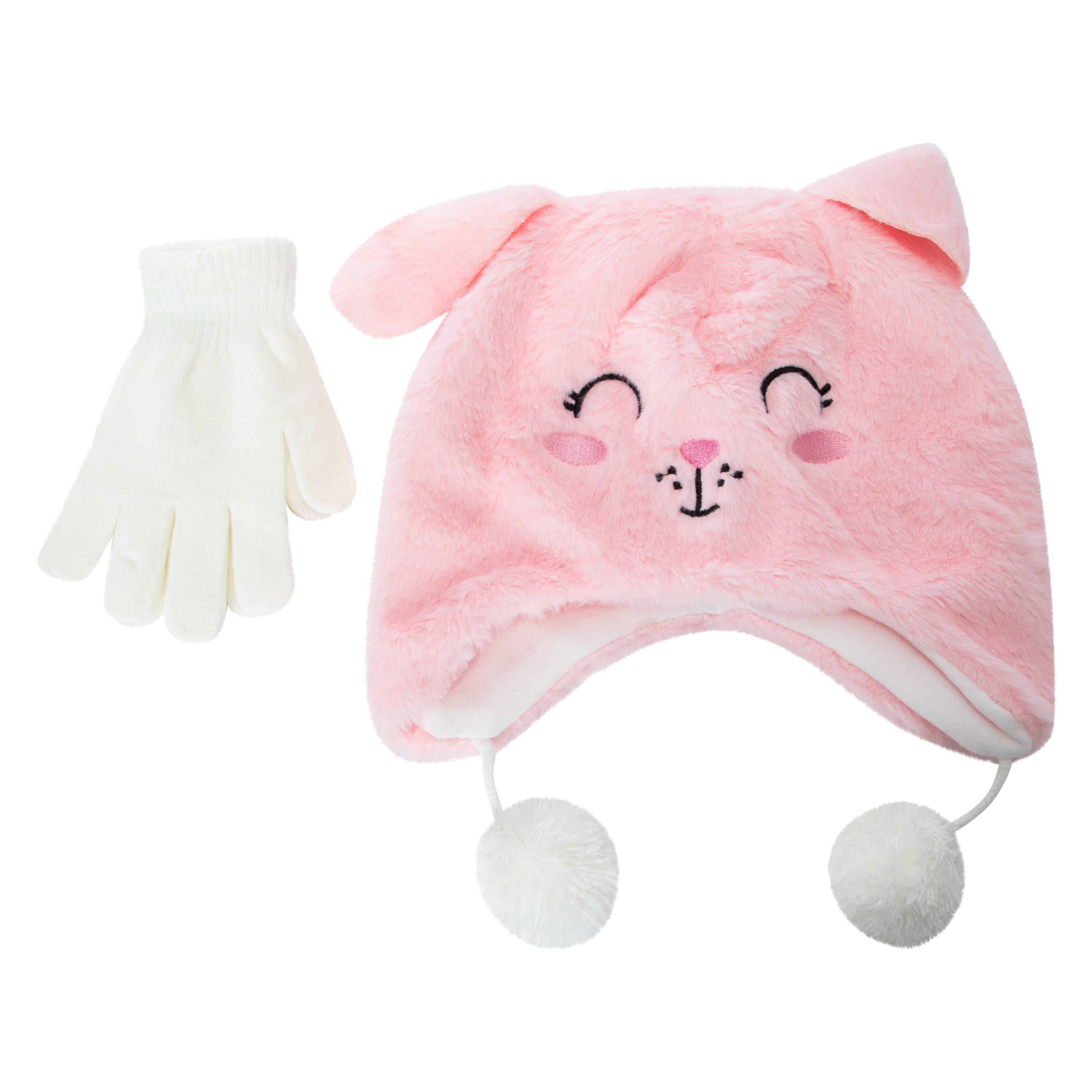 Kid's Plush Animal Winter Hat & Glove Set