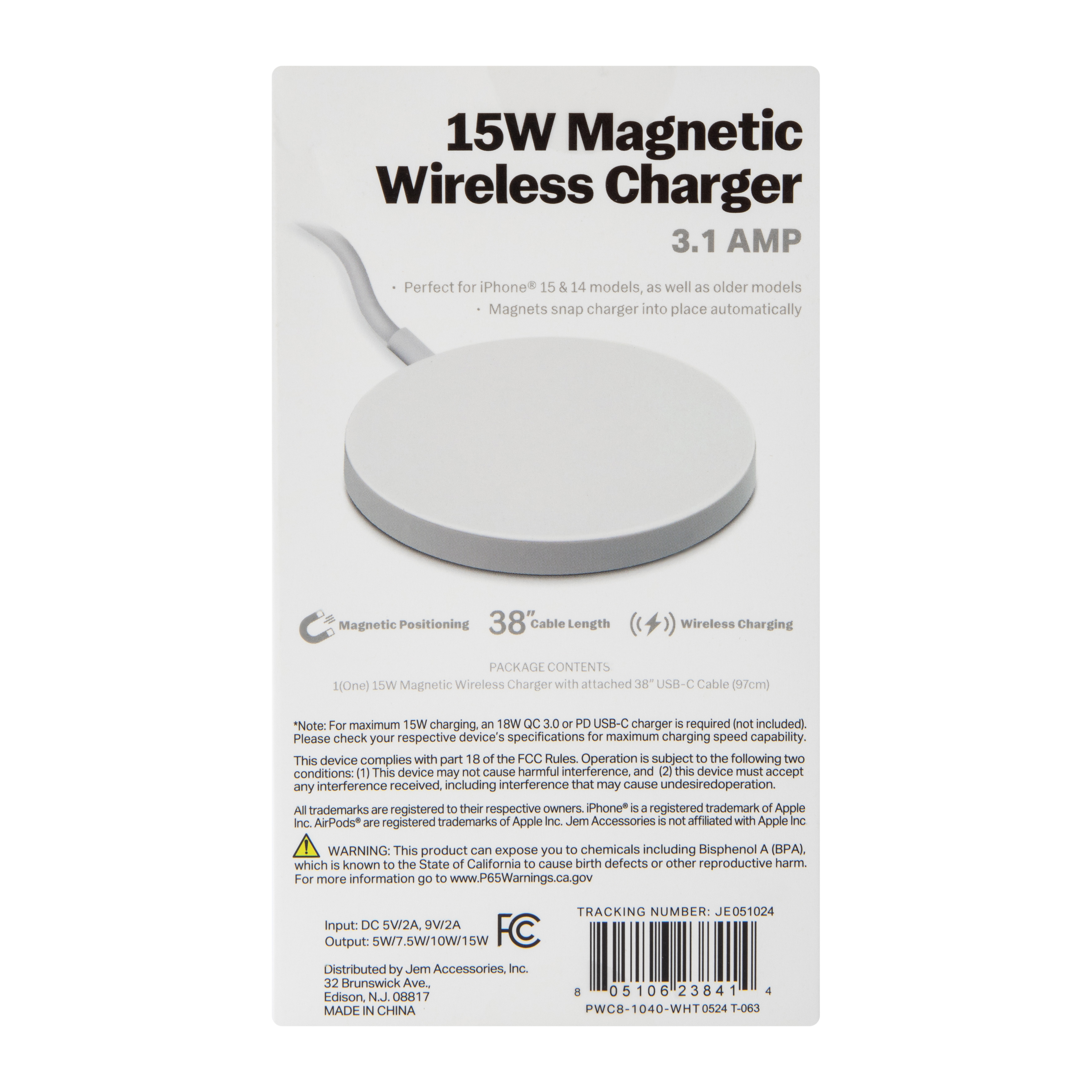 15W Magnetic Wireless Charger 38in