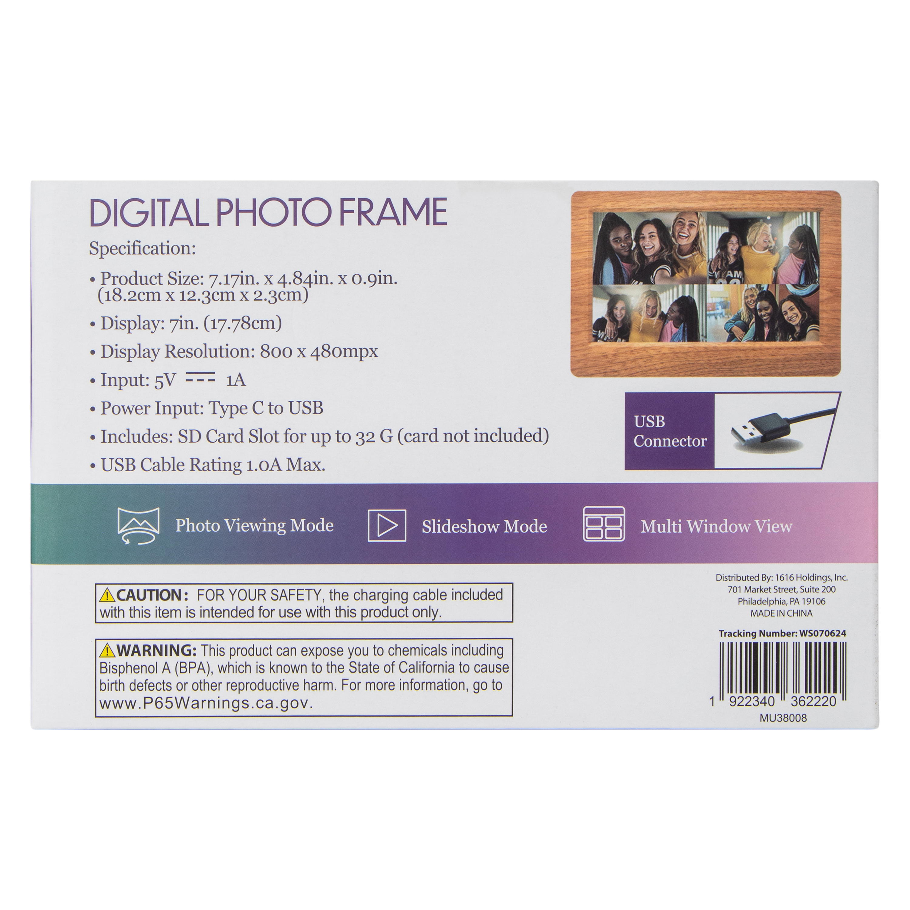 Digital Photo Frame 7.17in X 4.84in