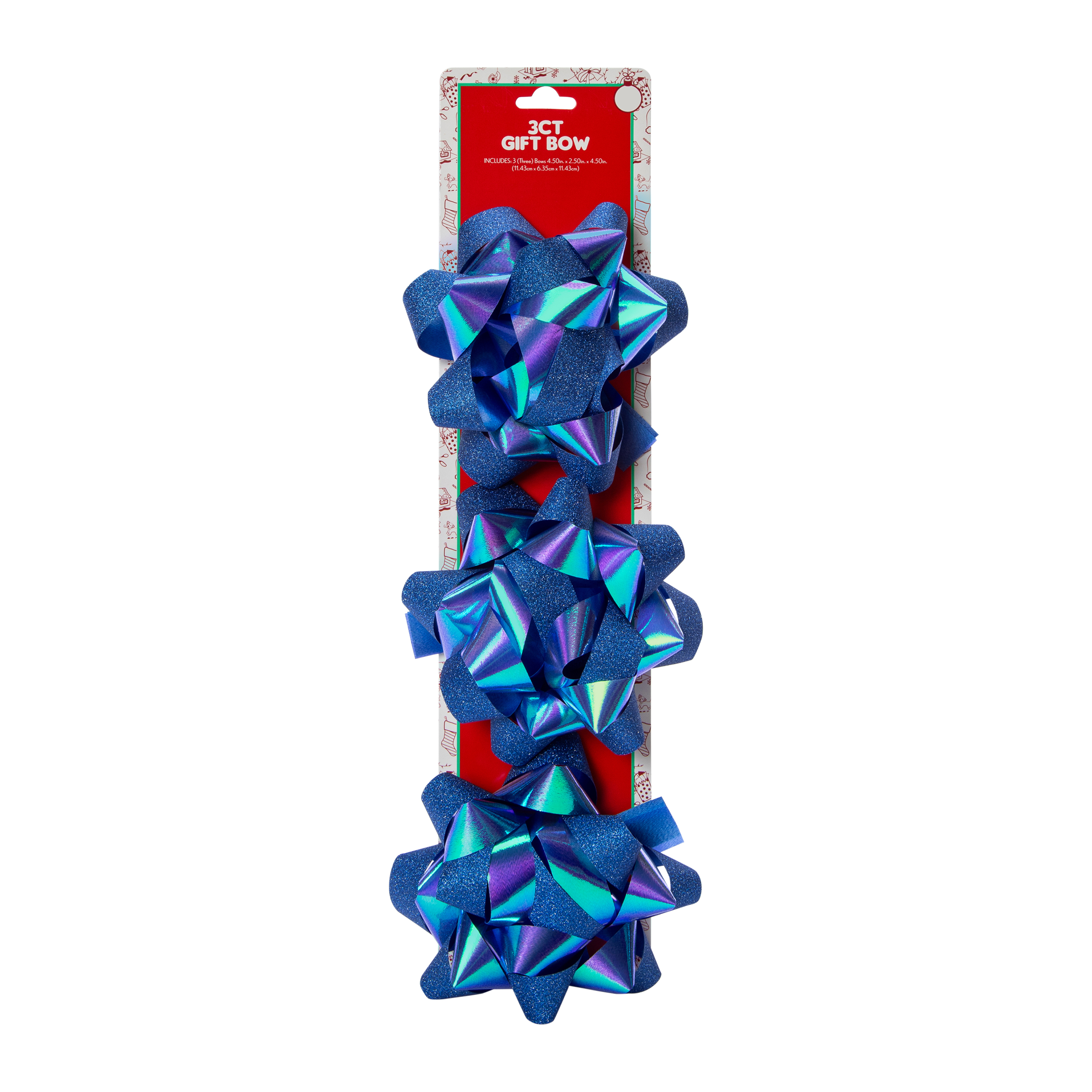 Glitter Christmas Gift Bows 3-Count
