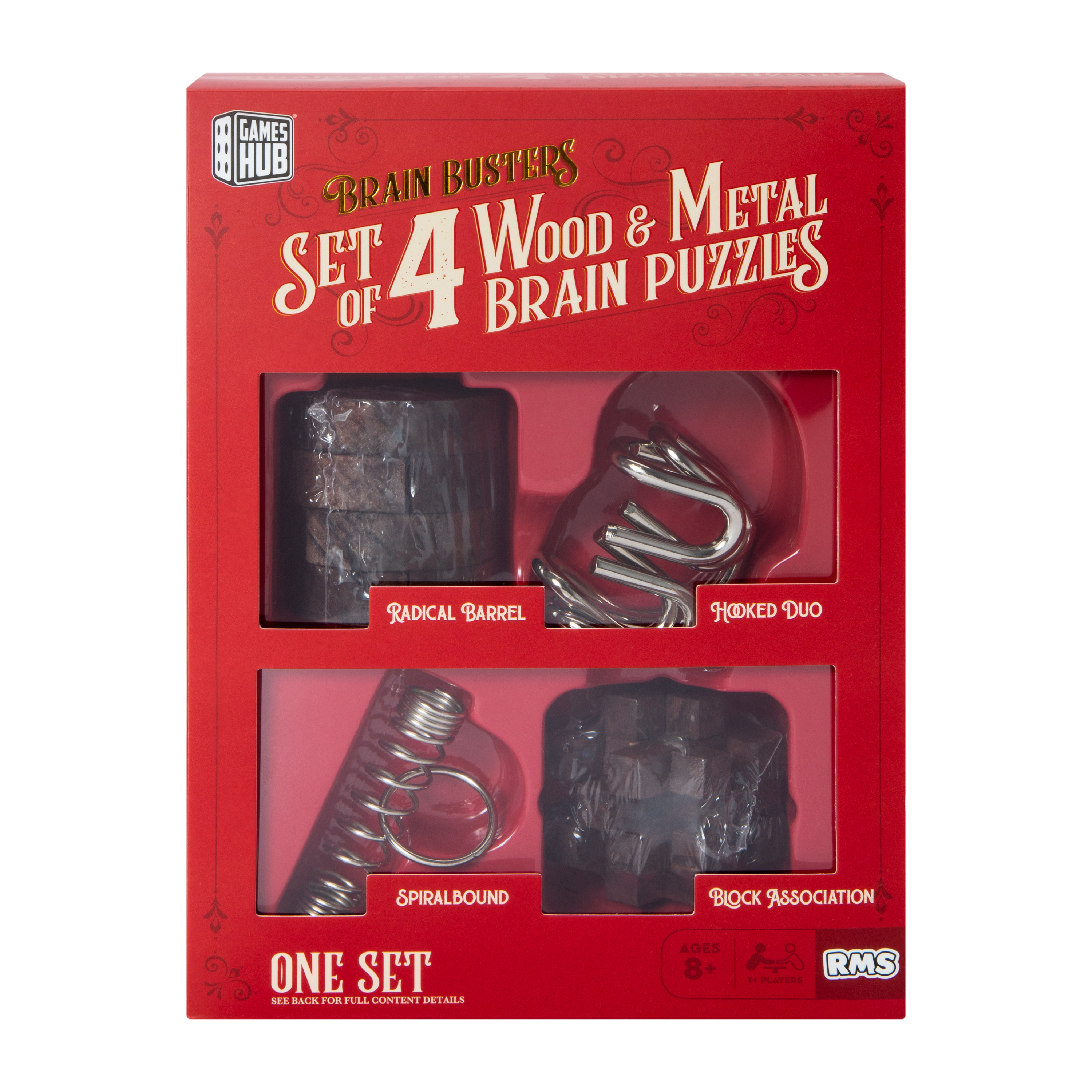 Brain Busters Wood & Metal Brain Puzzles 4-Pack