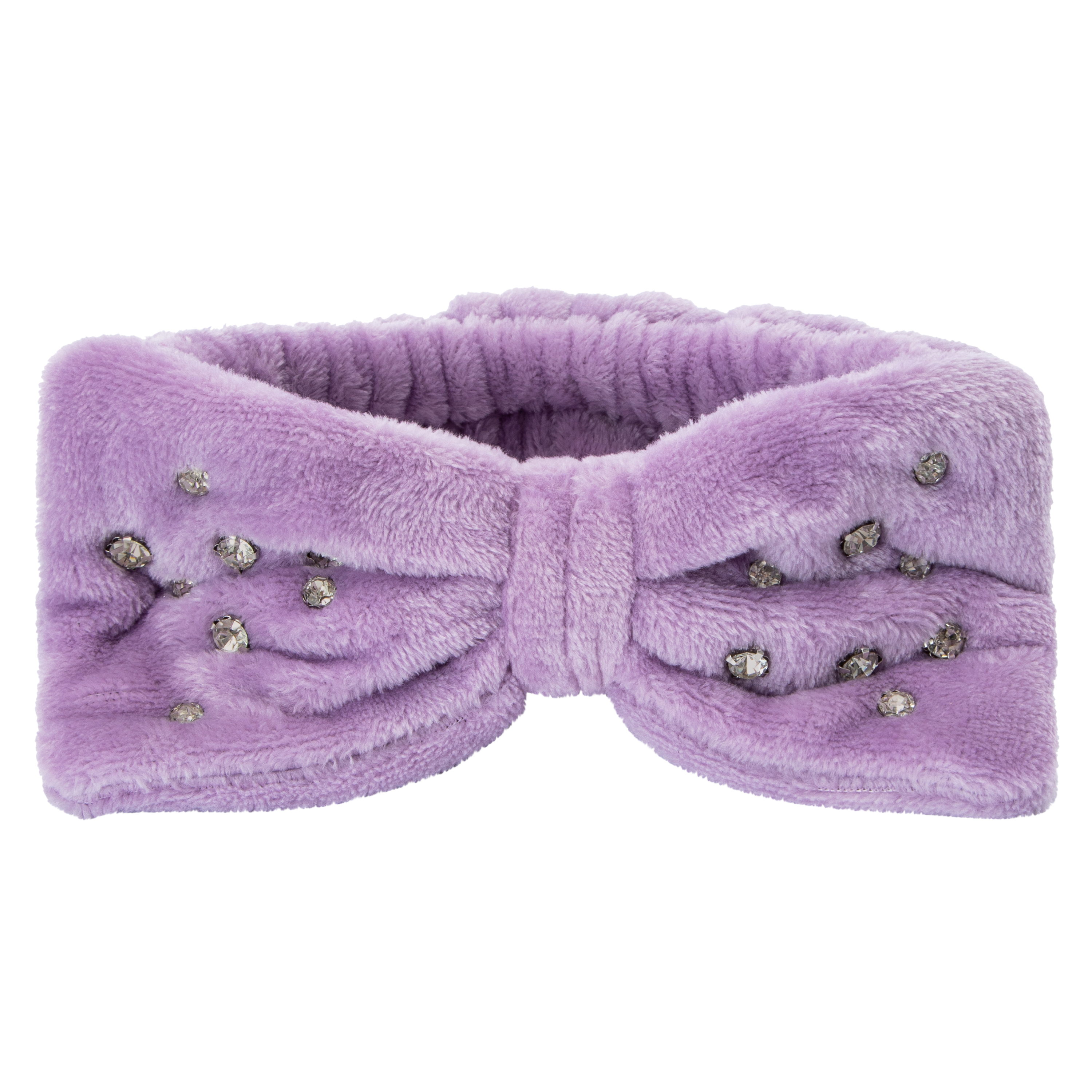 Rhinestone Plush Headband - Purple