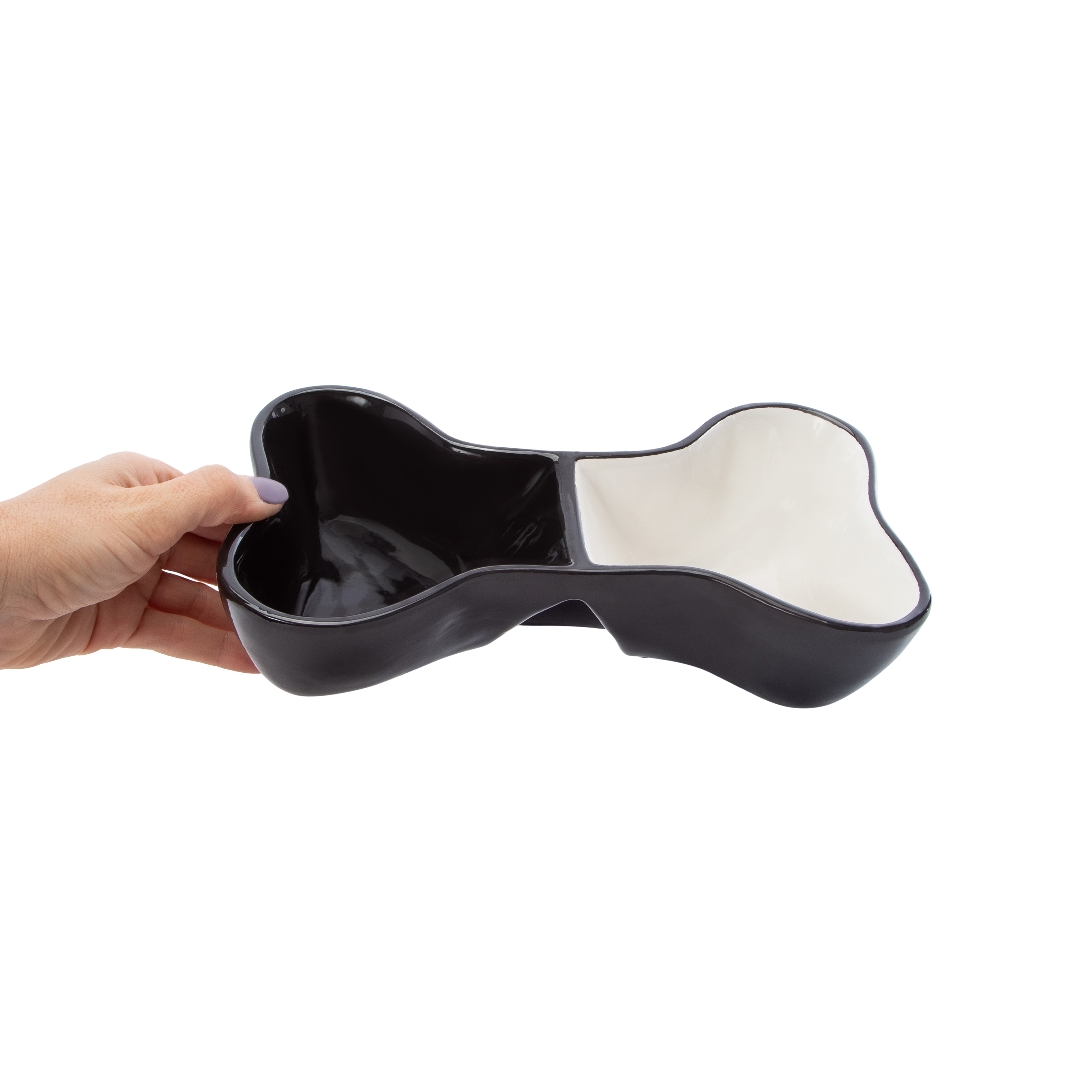 Ceramic Bone Double Diner Dog Bowl 10in x 5.5in