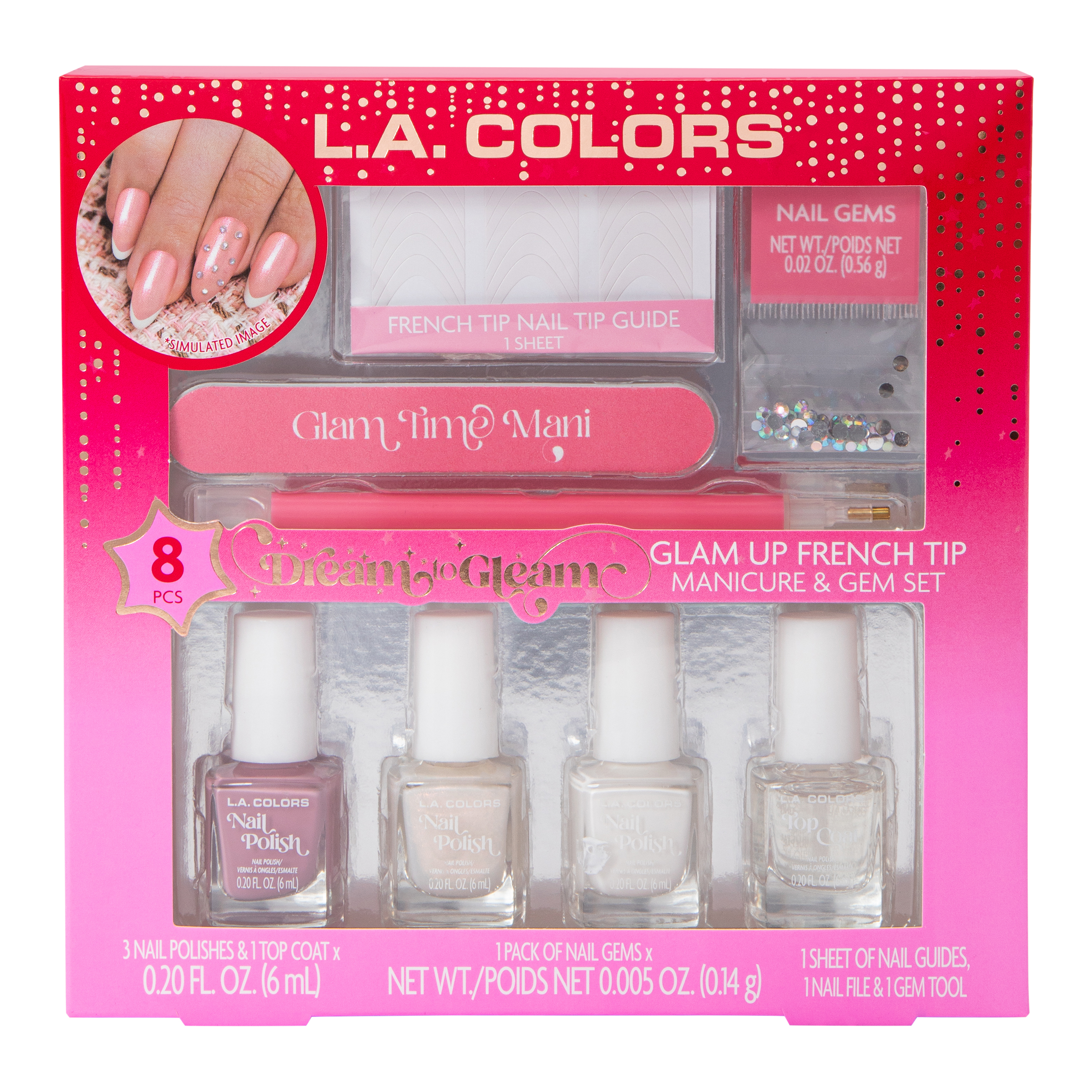 Glam Up French Tip Manicure & Gem Set 8-Piece