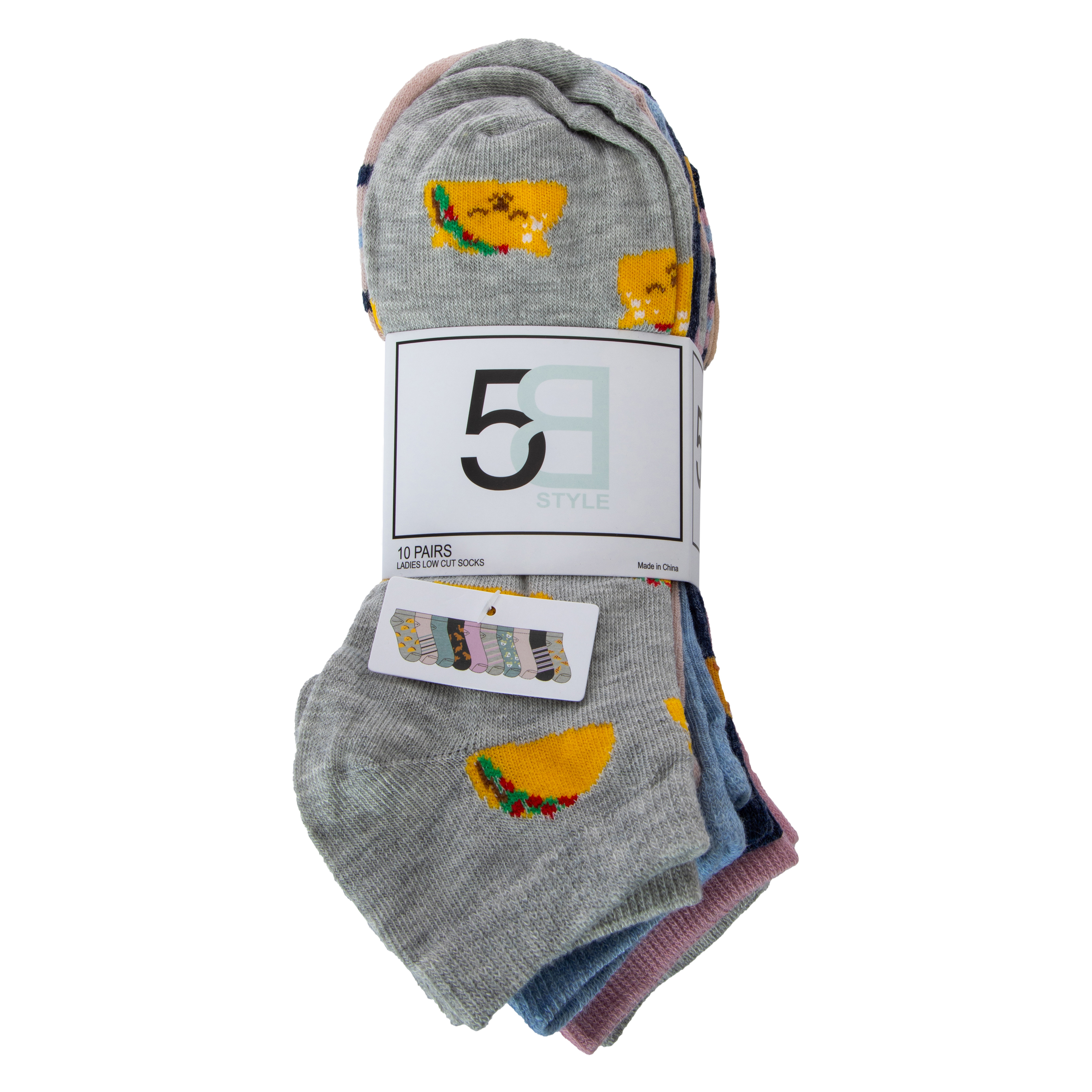 Ladies Foodie No-Show Socks 10-Pack