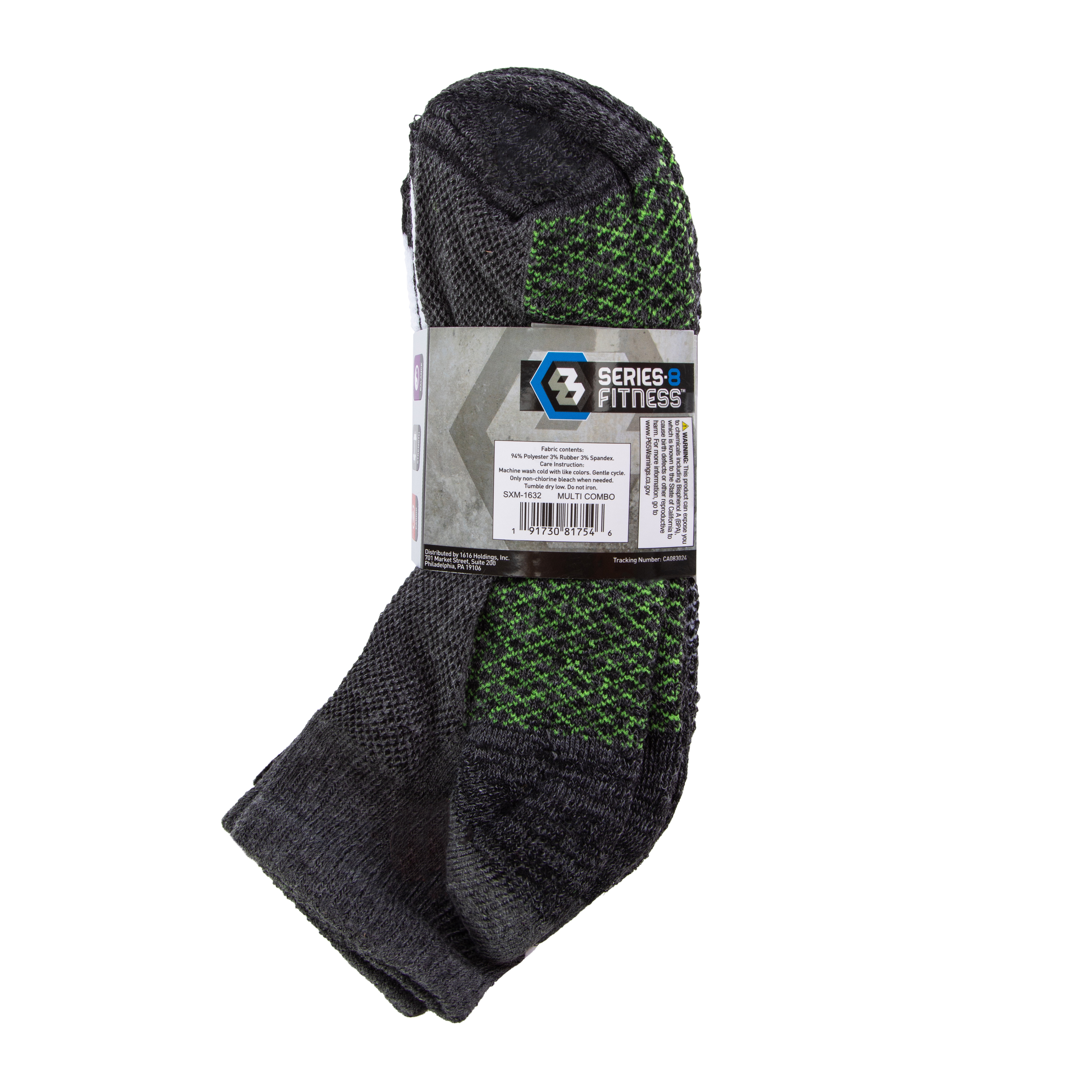 Series-8 Fitness™ Mens Performance Quarter Crew Socks 5-Pack