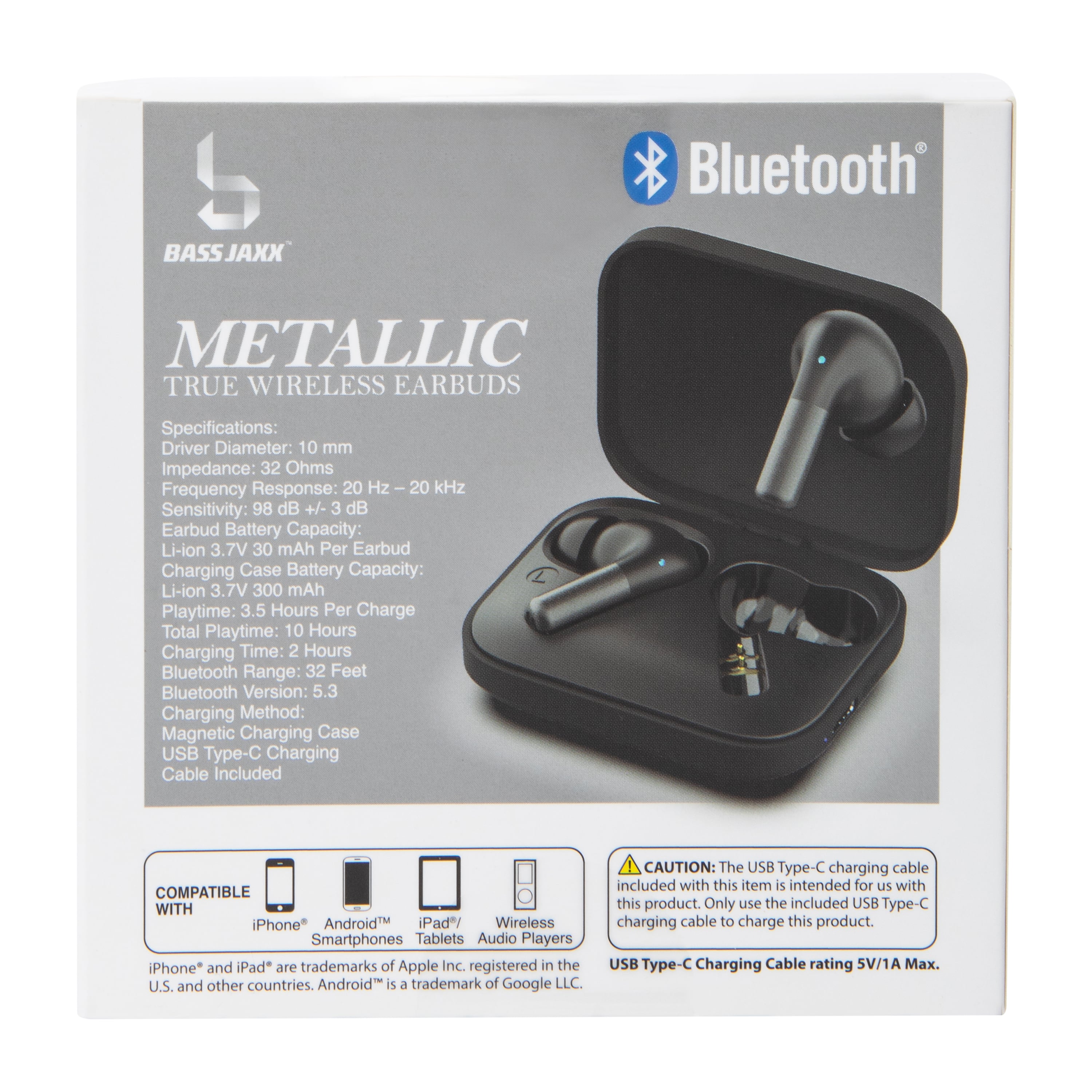 Bass Jaxx Metallic True Wireless Earbuds