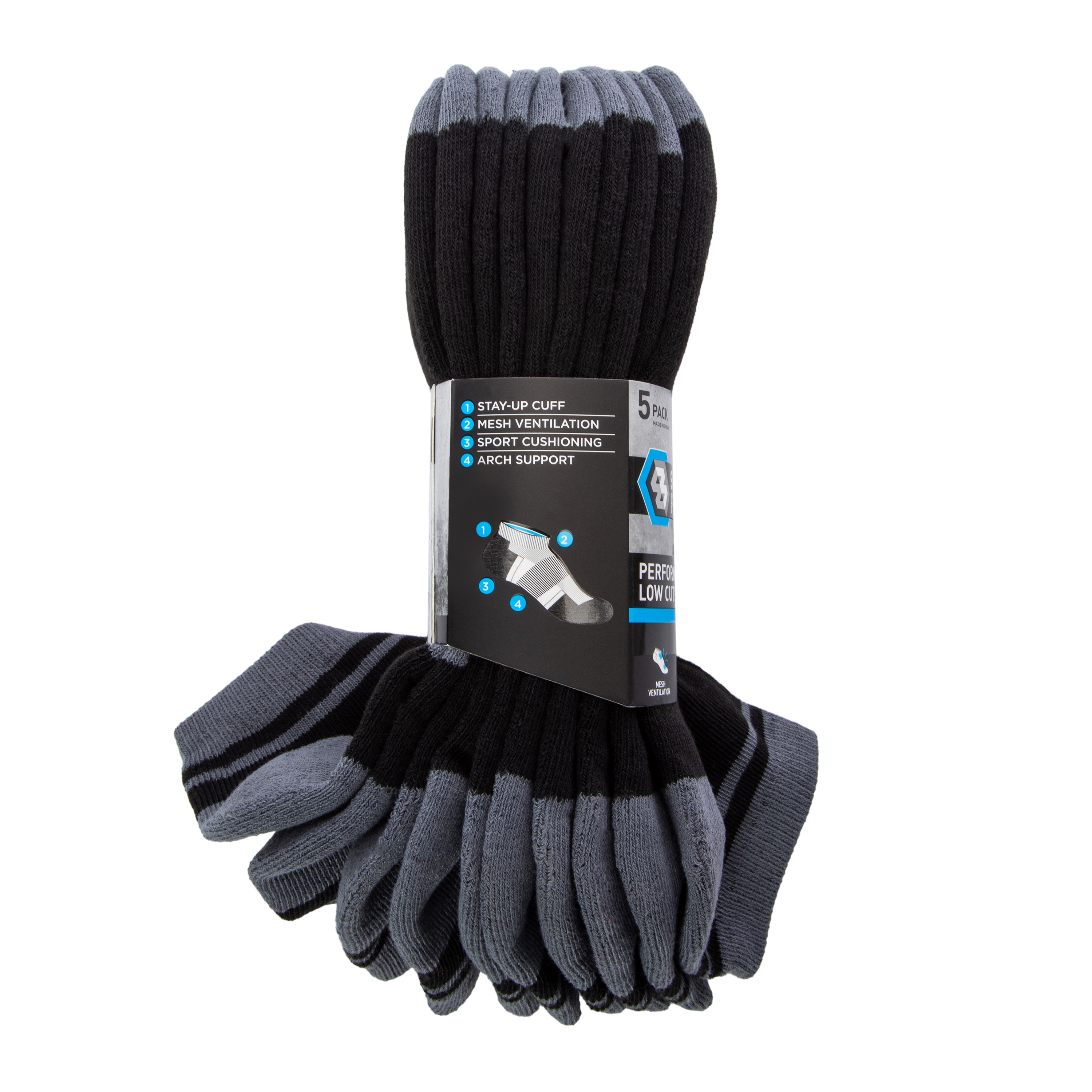 Series-8 Fitness™ Men's Performance Low Cut Socks 5-Pack