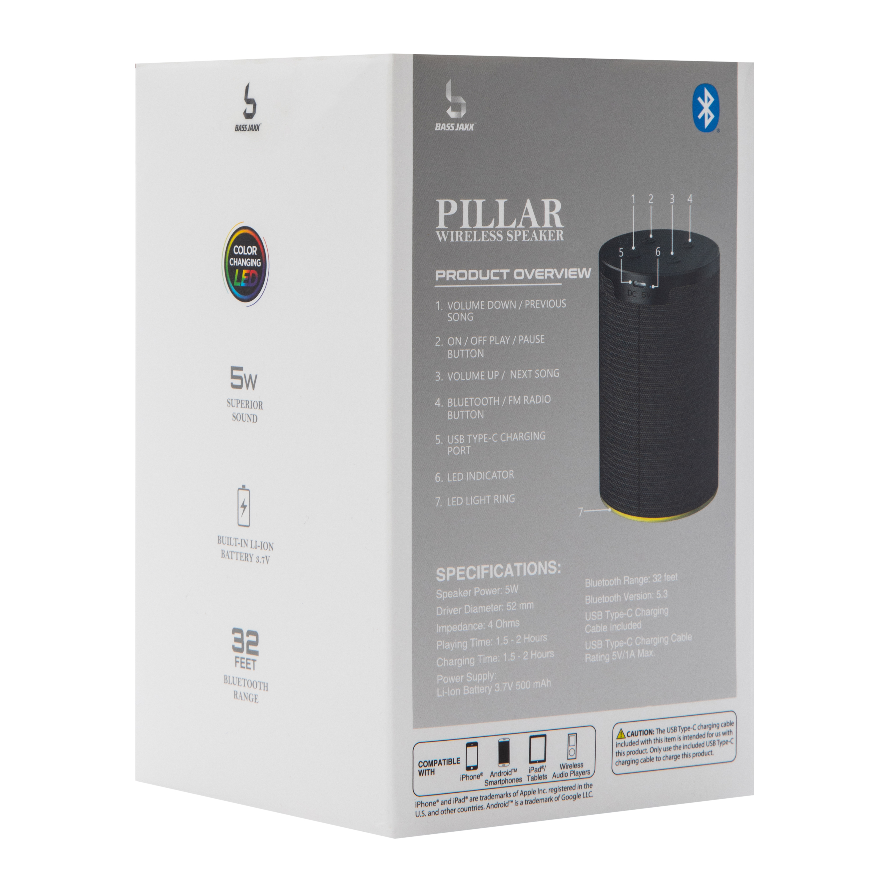 Bass Jaxx™ Pillar Wireless  Bluetooth® Speaker