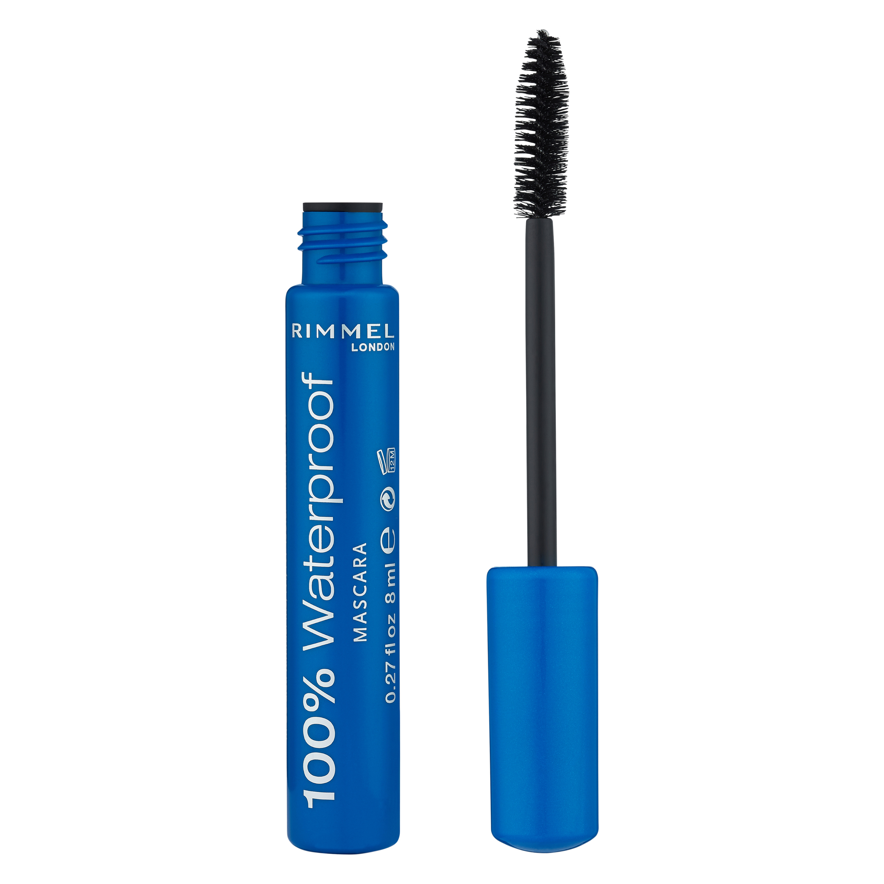 Rimmel London 100% Waterproof Mascara, 001 Black Black, 2 -Pack