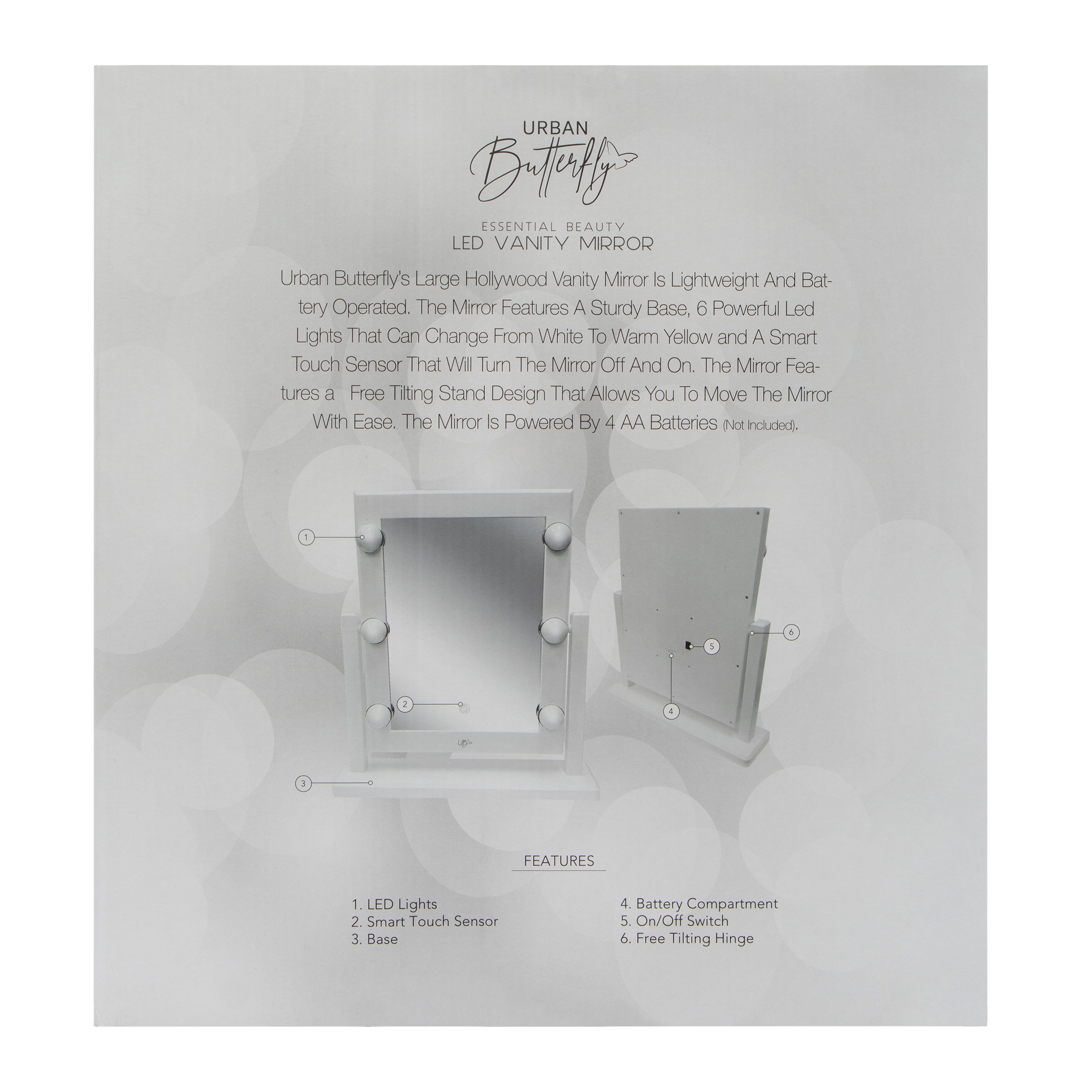 Urban Butterfly Large Hollywood Vanity Mirror