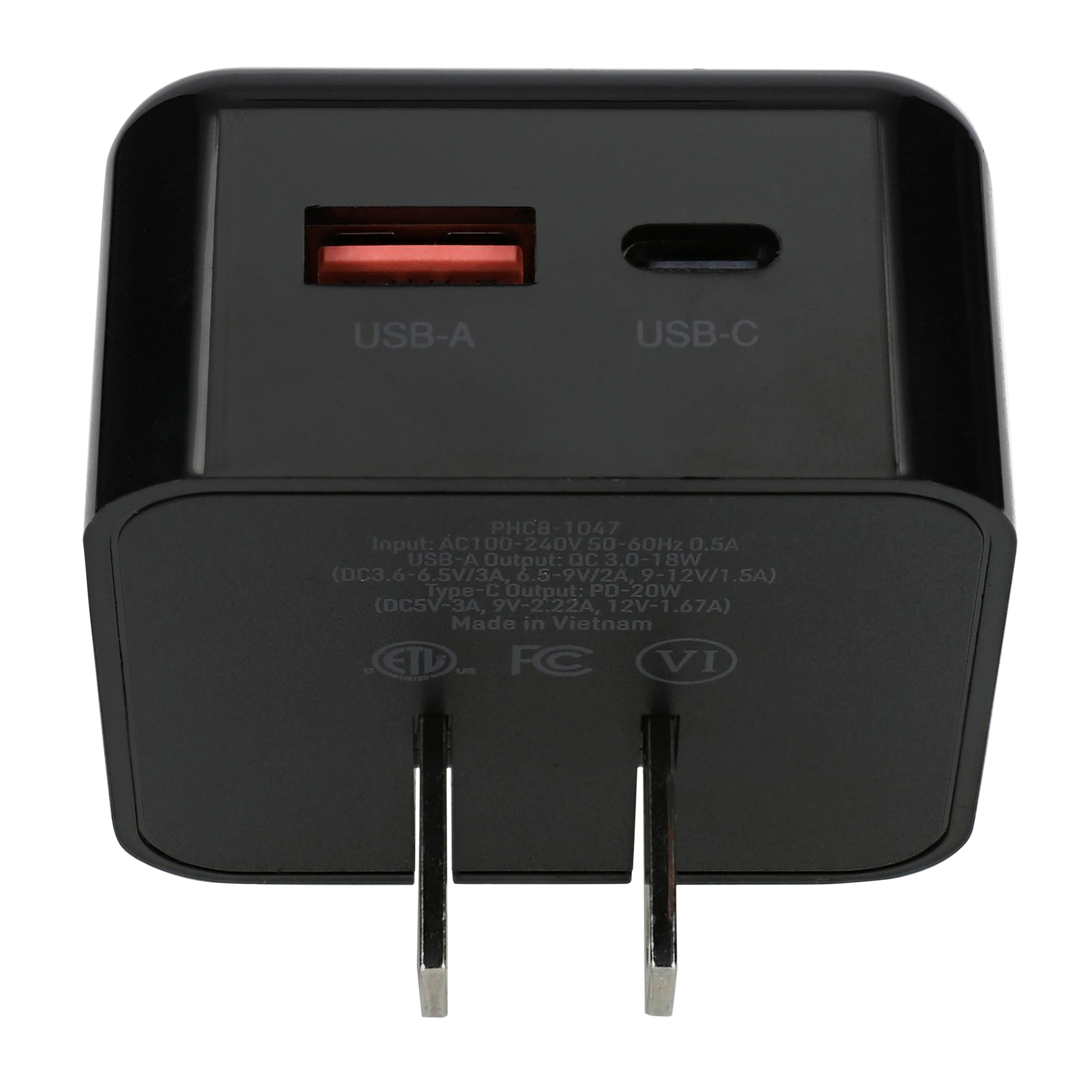 20W Power Delivery & Quick Charge USB-C USB Dual Port Wall Charger