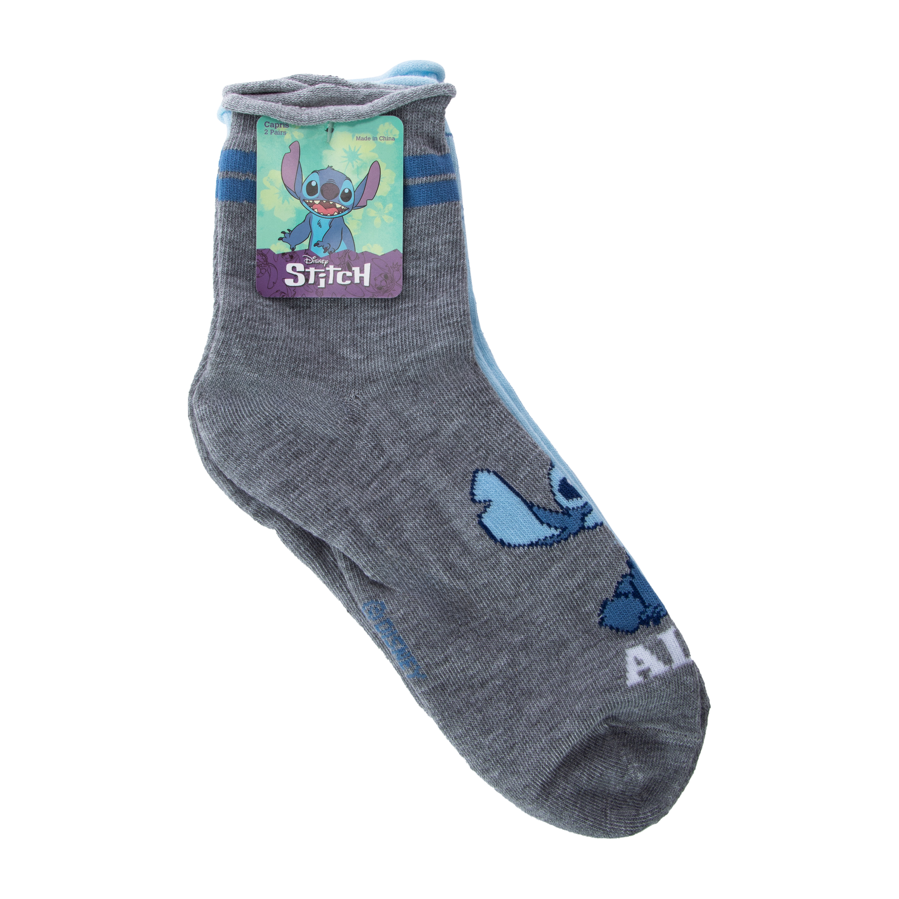 Disney Stitch Womens Capris Socks 2-Pack