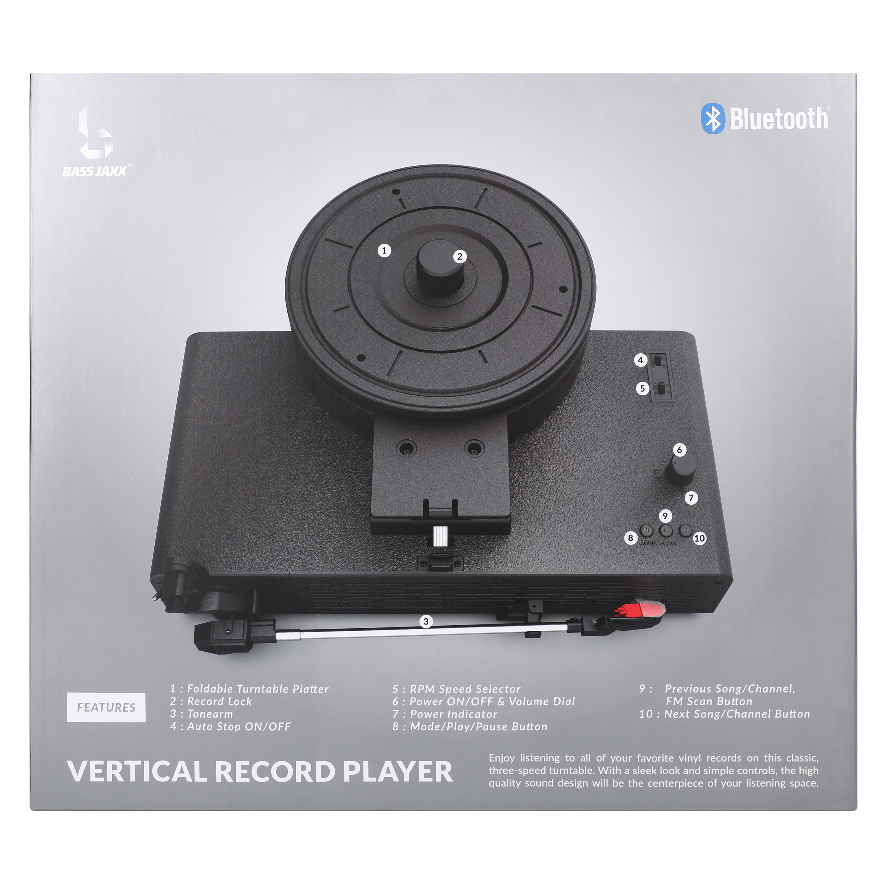 Bass Jaxx Bluetooth® Vertical Record Player