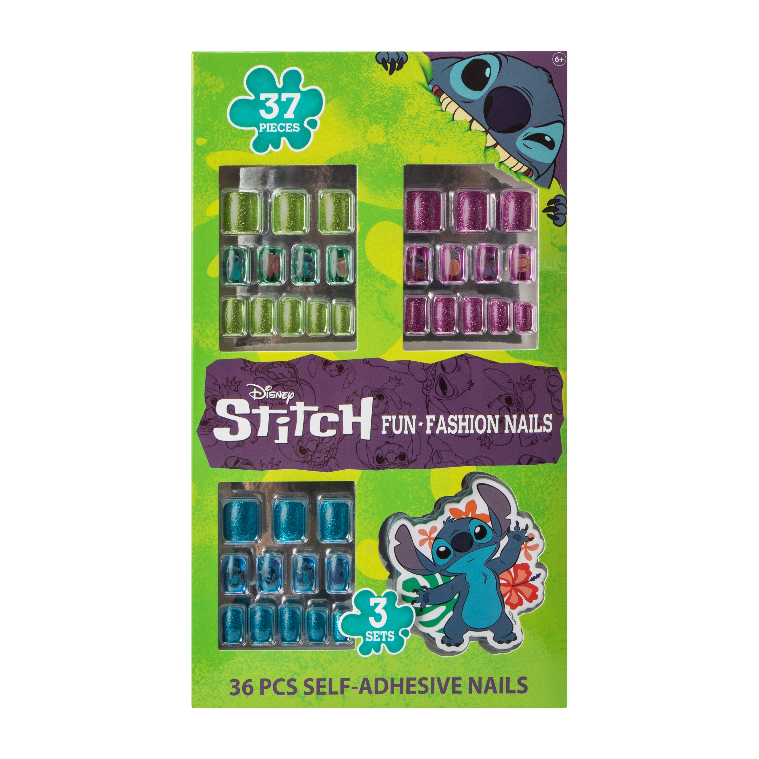 Disney Stitch Fun-Fashion Nails 36-Pieces.