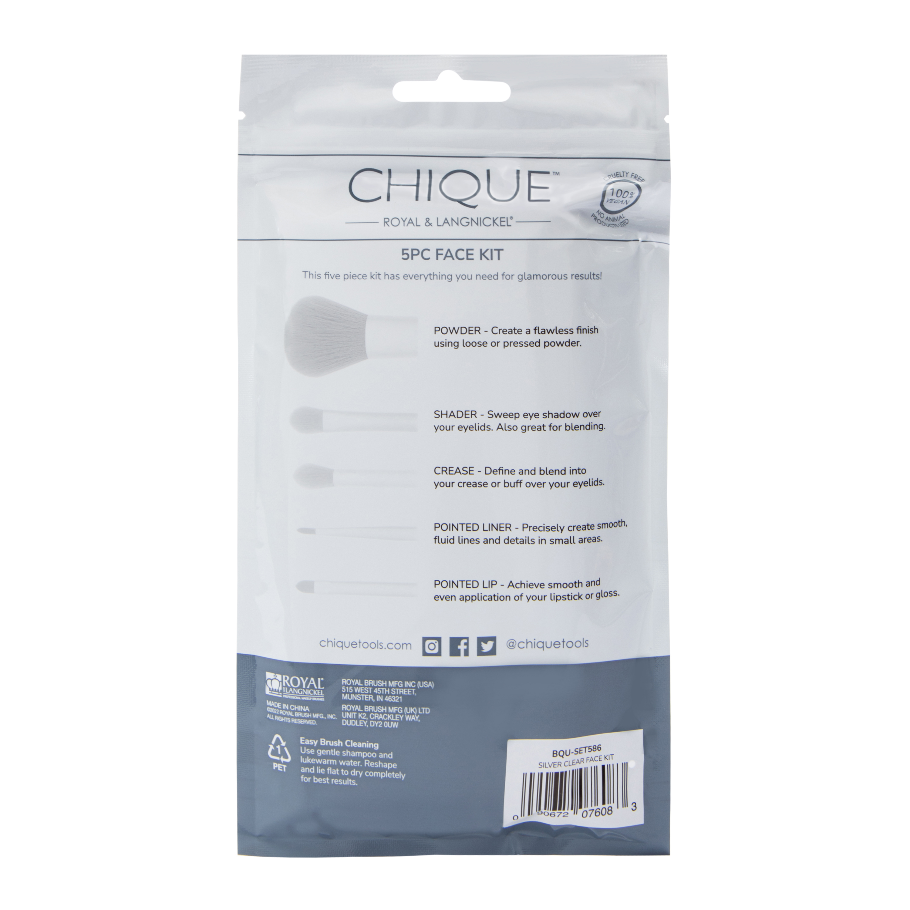 Chique™ Face Kit 5-Piece Makeup Brush Set