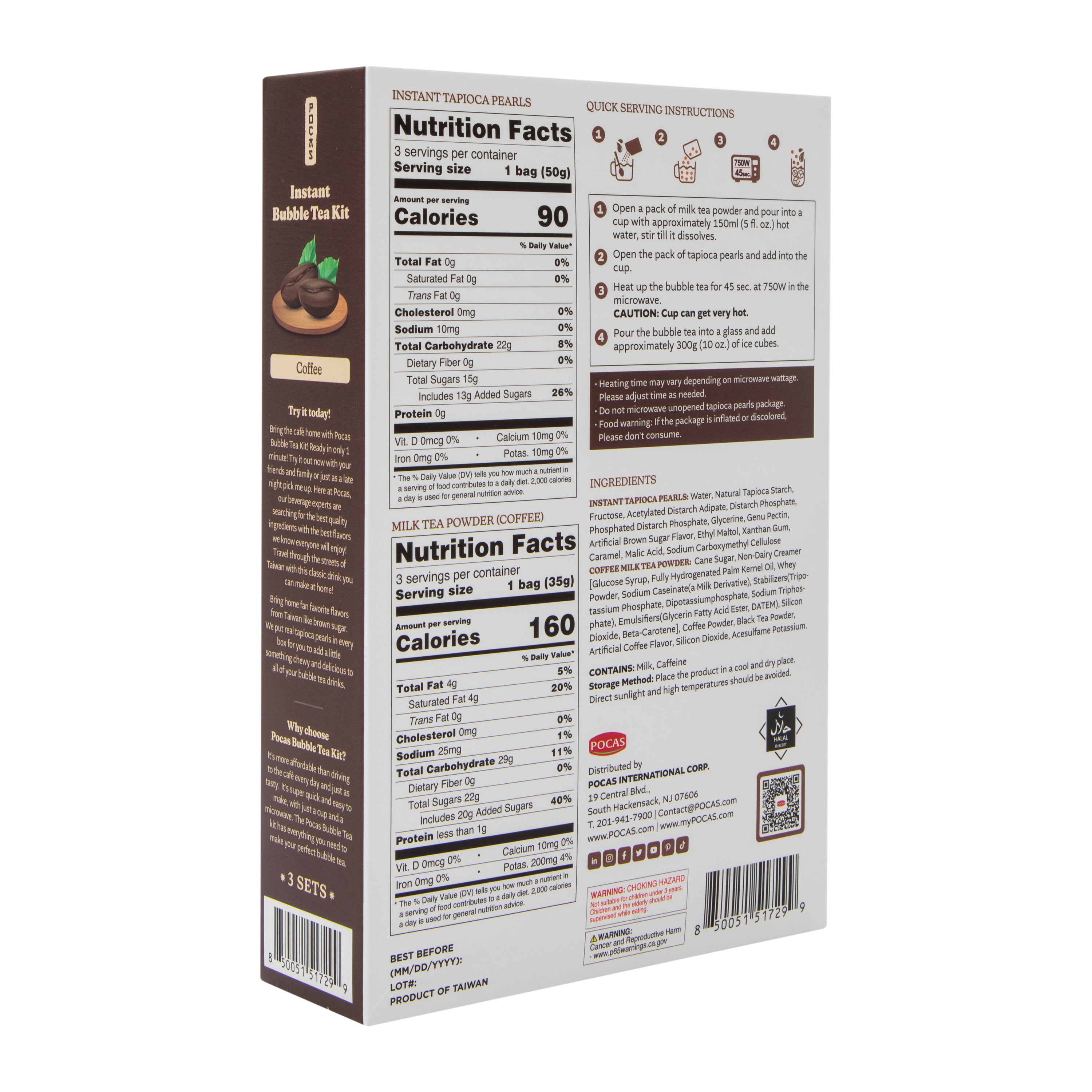 Pocas Instant Bubble Tea Kit 8.9oz - Coffee