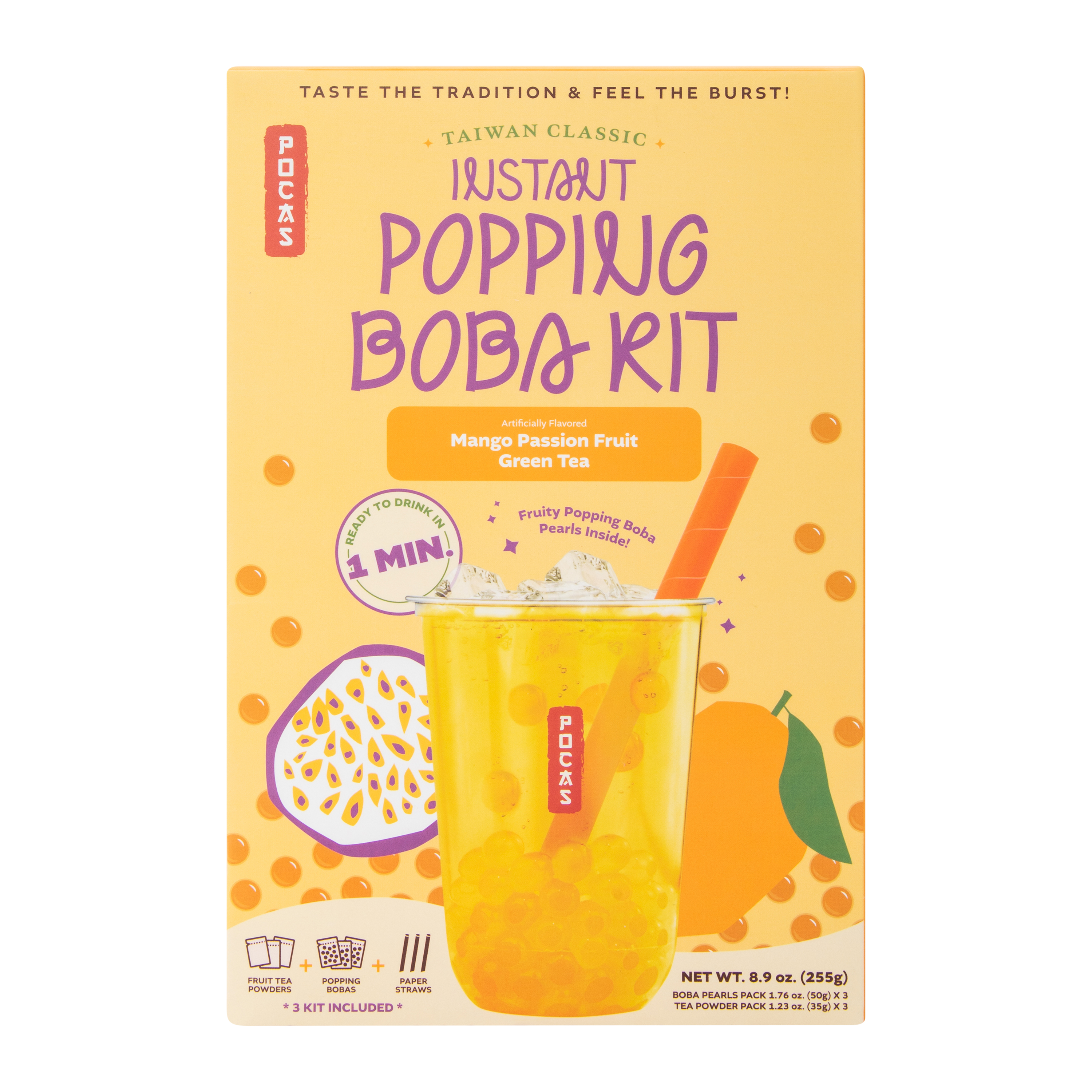 Pocas Instant Popping Boba Kit 8.9oz - Peach Oolong Tea