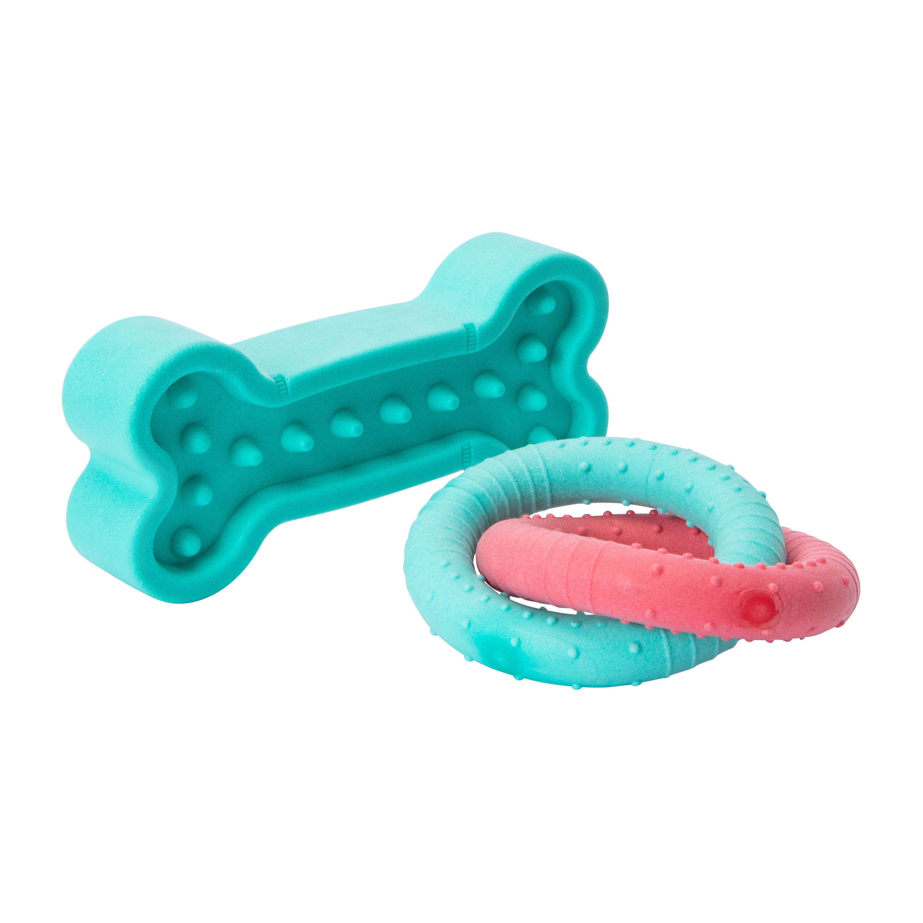 Pet Rubber Bone & Ring Toy Set