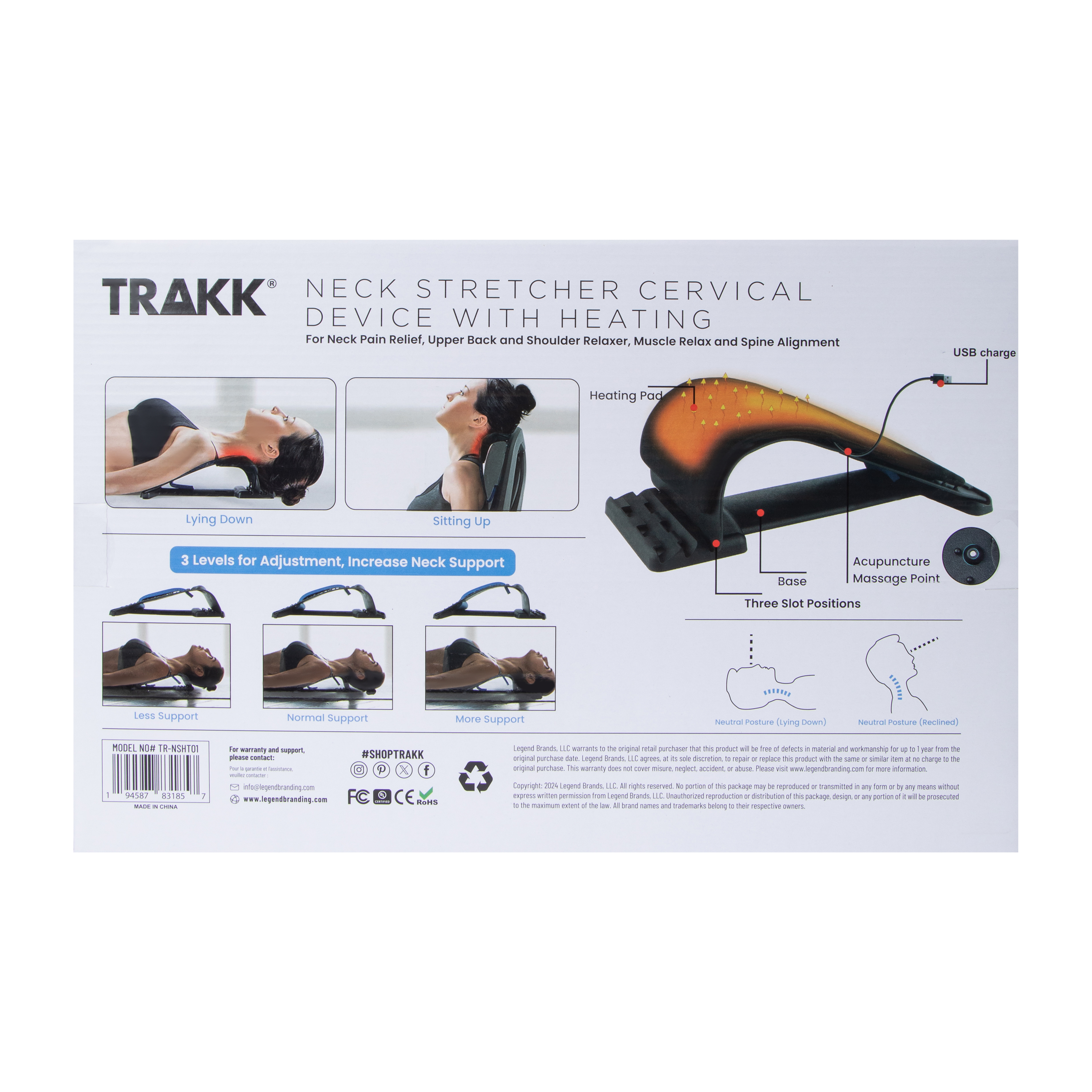 Trakk® Neck Stretcher Cervical  Device With Heating