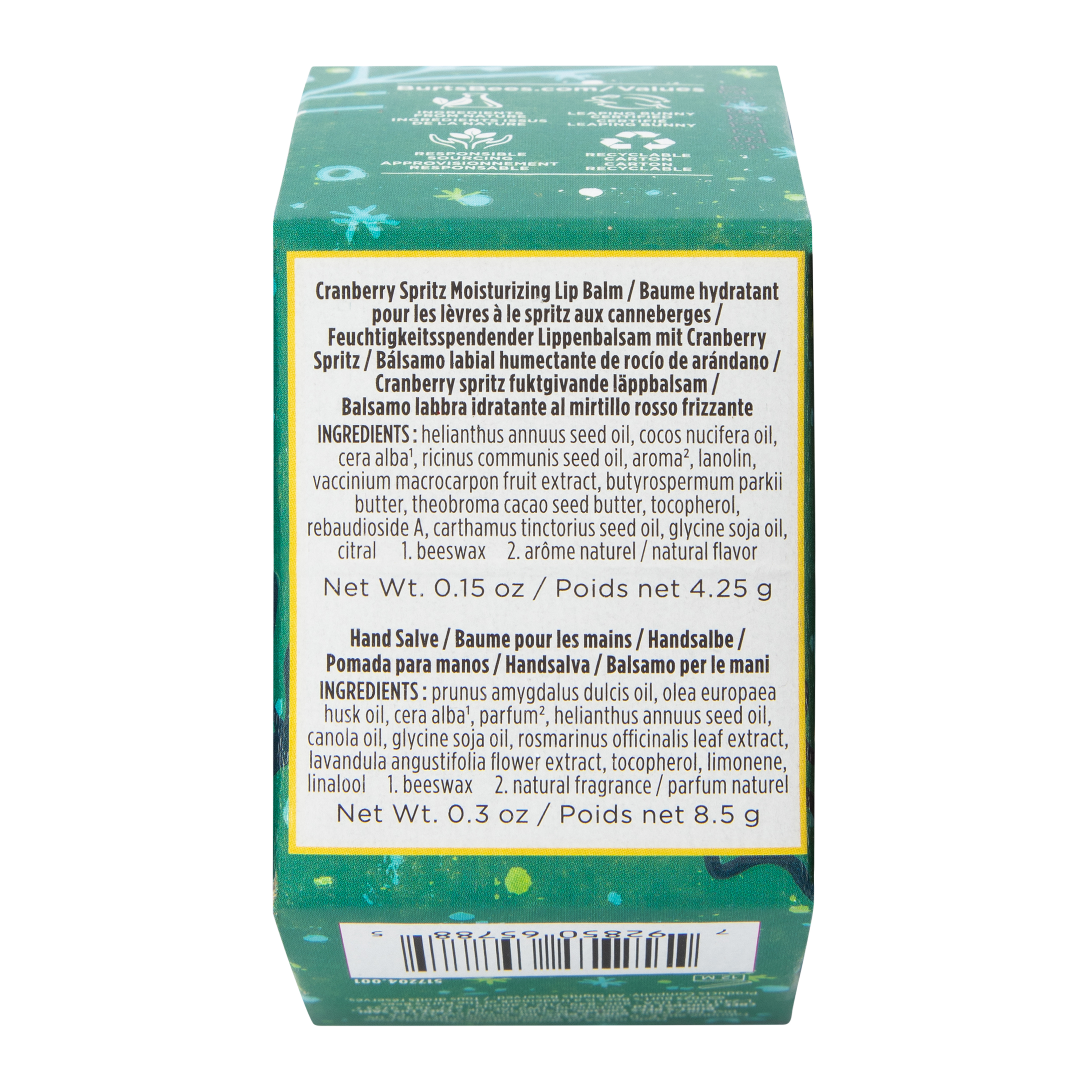 Burt's Bees Cranberry Spritz Lip Balm and Hand Salve Gift Set