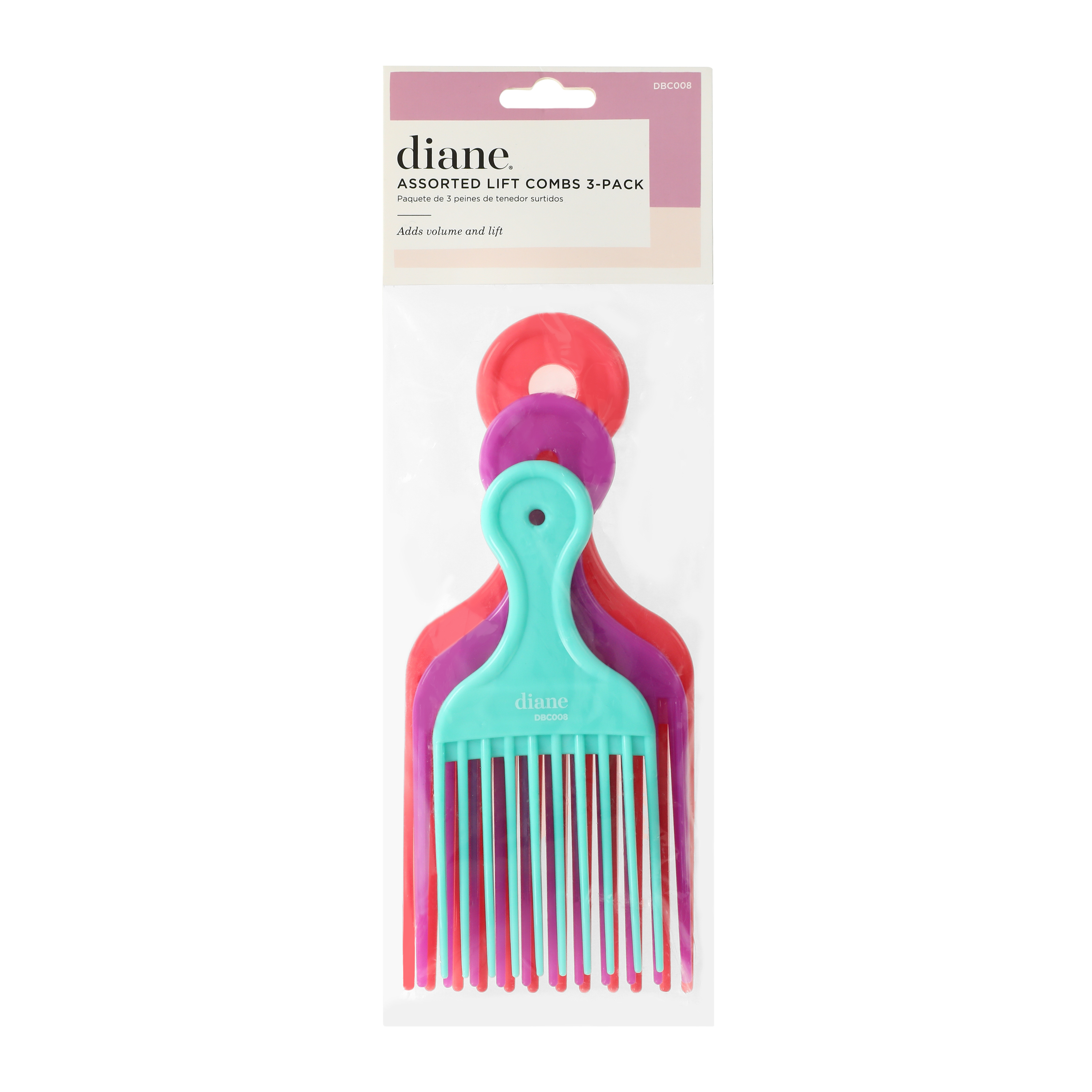 Diane® Assorted Lift Combs 3-Count
