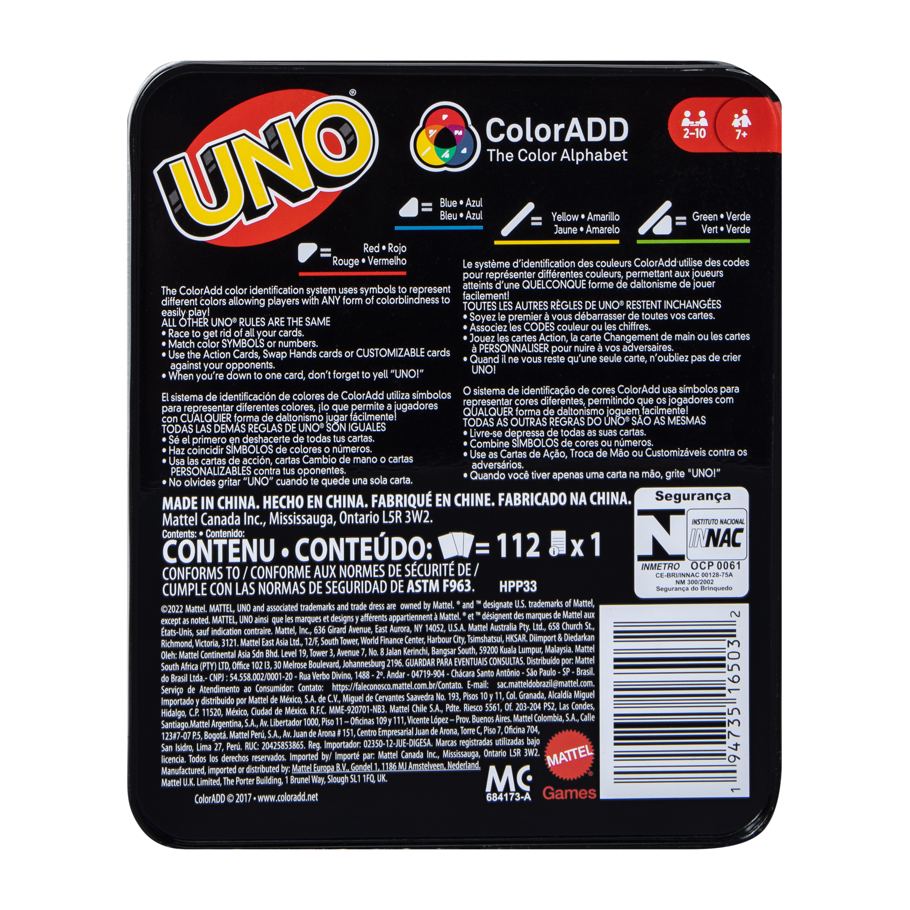 Uno® Colorblind Accessible Playing Cards Tin at Hamilton Place in