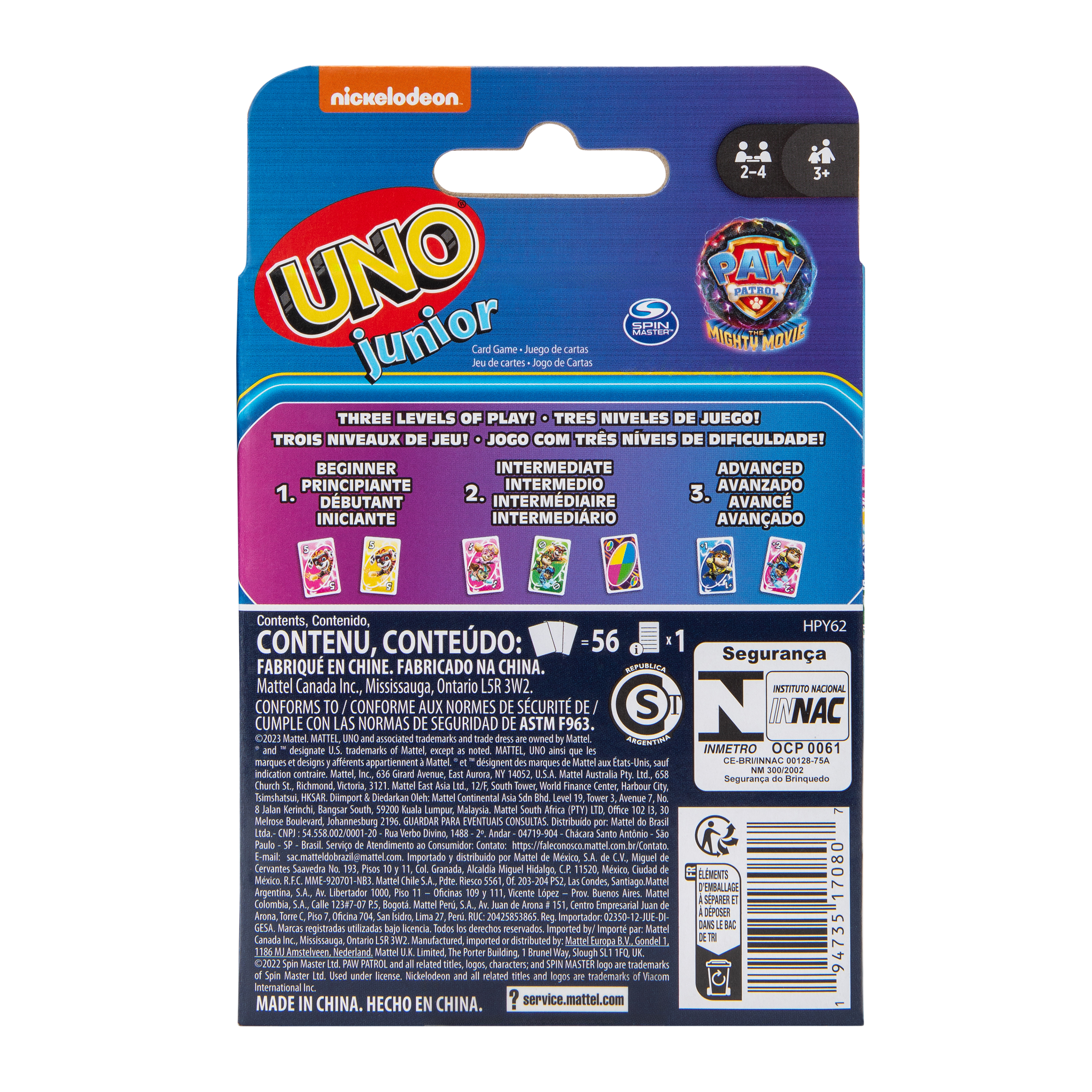 Uno Junior Paw Patrol The Mighty Movie Card Game