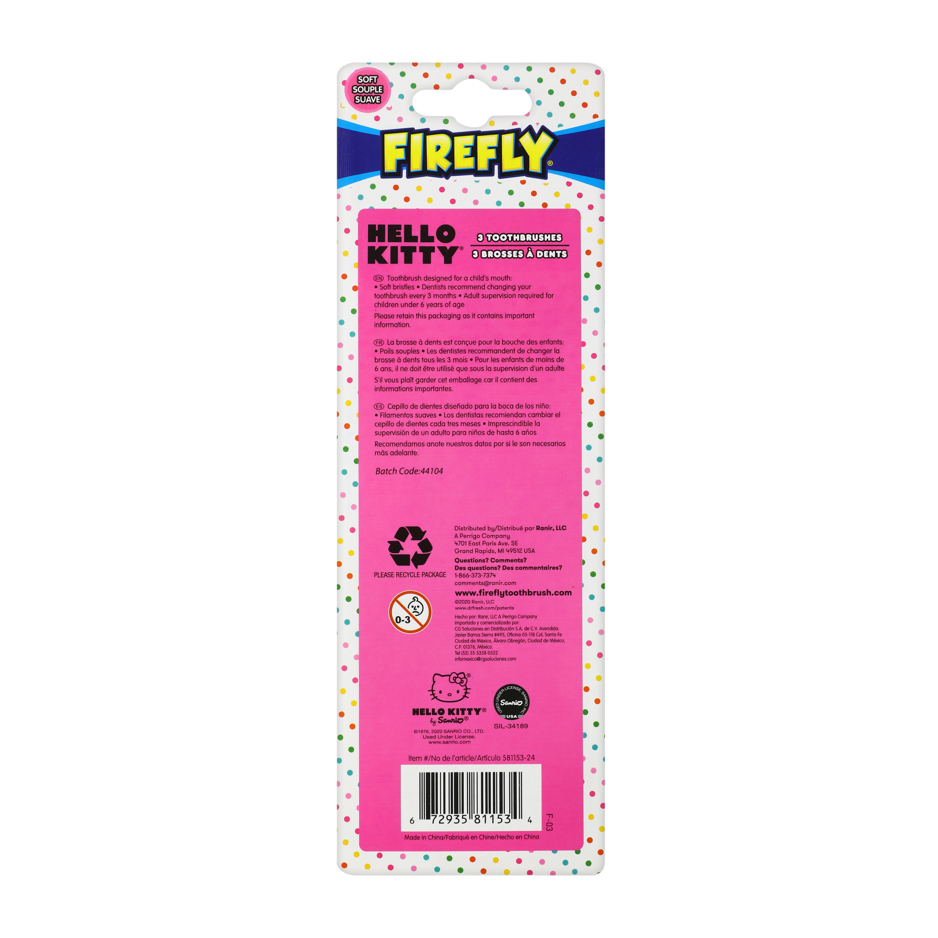 Hello Kitty Kids Toothbrush Set 3-Pack