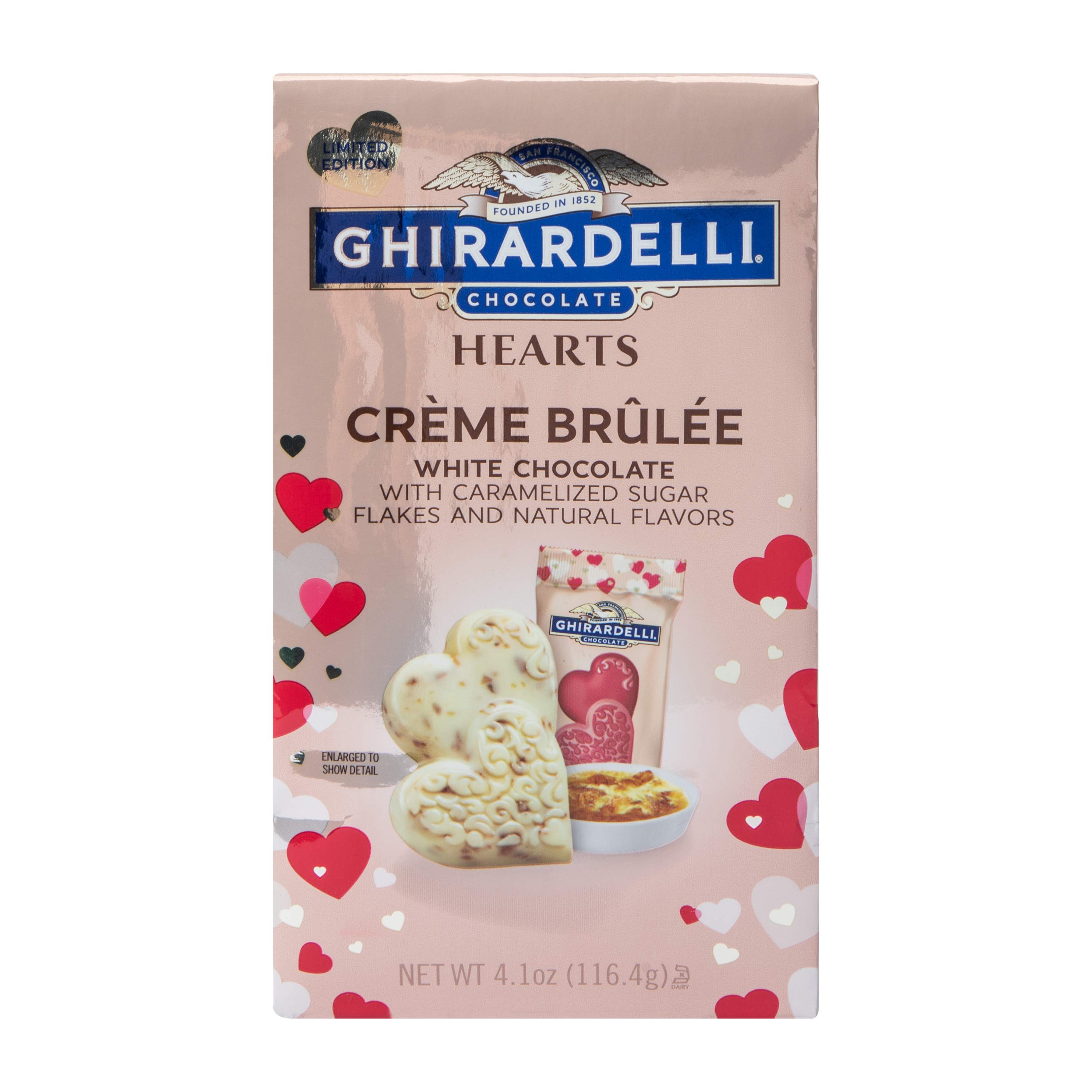 Ghirardelli® Hearts Crème Brûlée White Chocolate 4.1oz