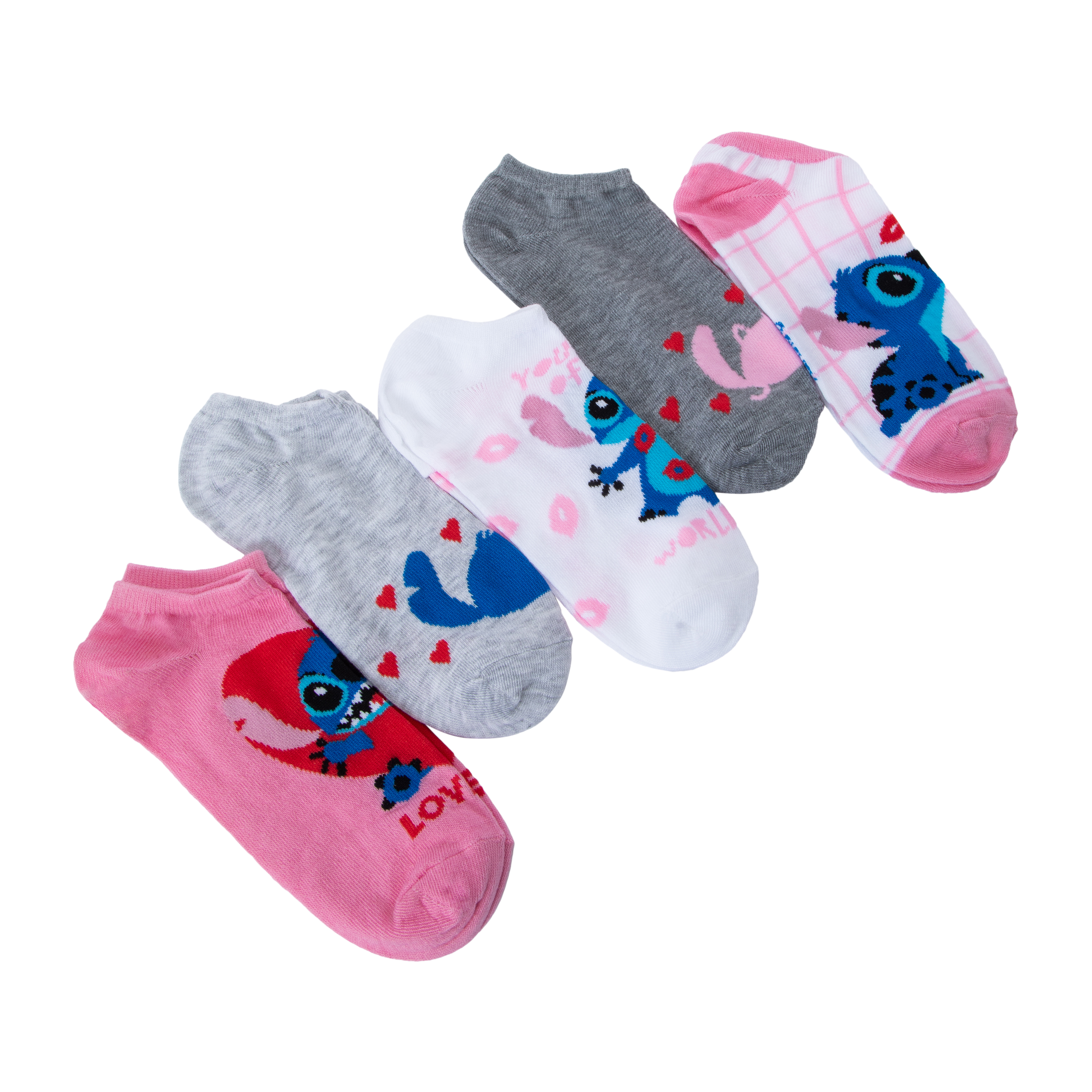 Disney Women's Stitch No-Show Socks 5-Pack