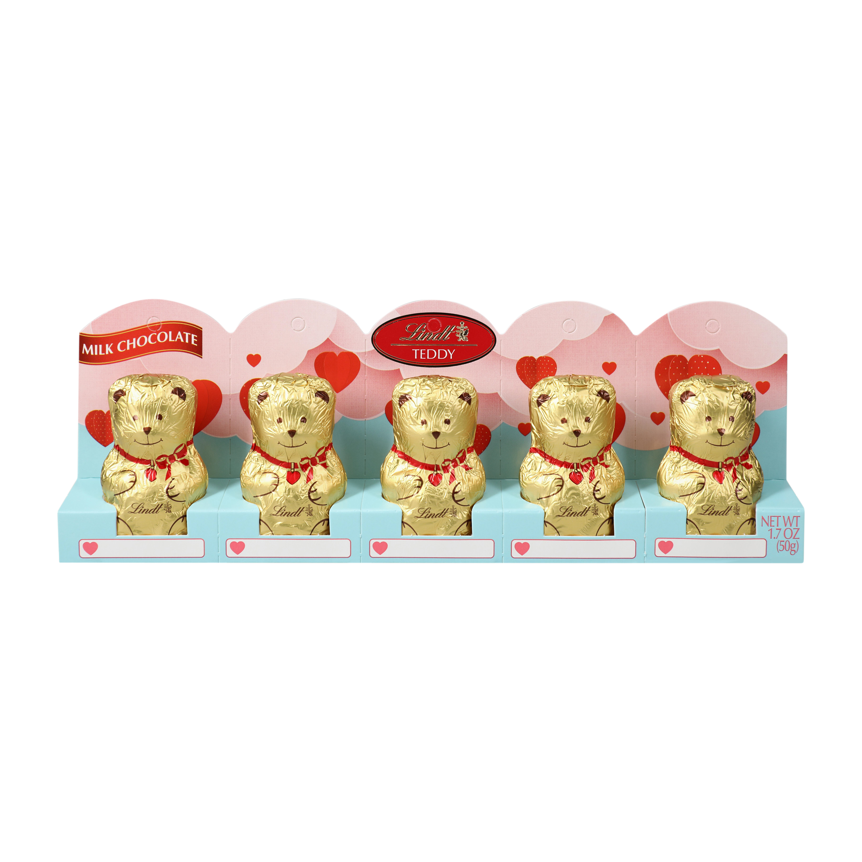 Lindt Valentine's Teddy Bear Milk Chocolate 1.7oz 5-Count