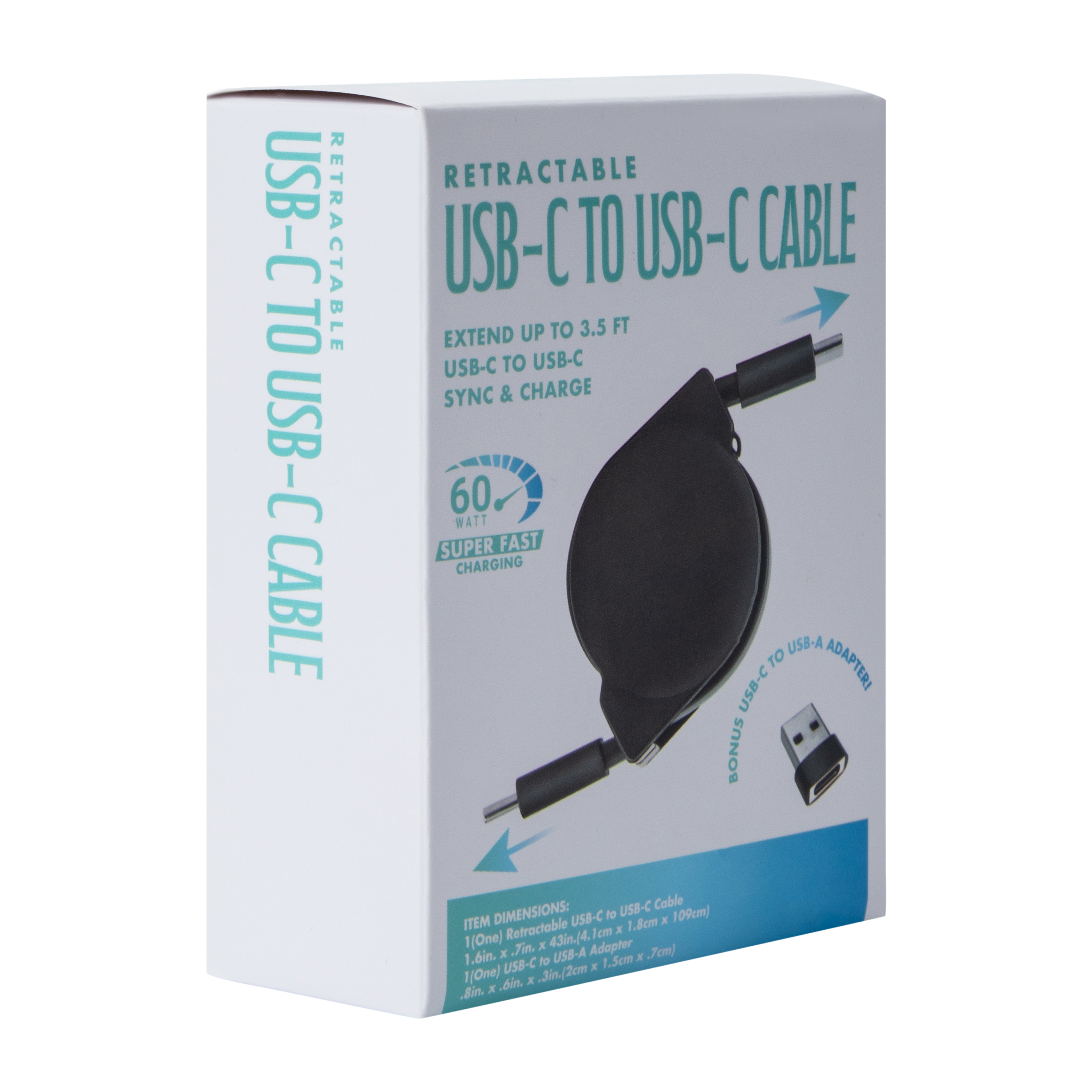 Retractable USB-C To 3.5 ft. Cable