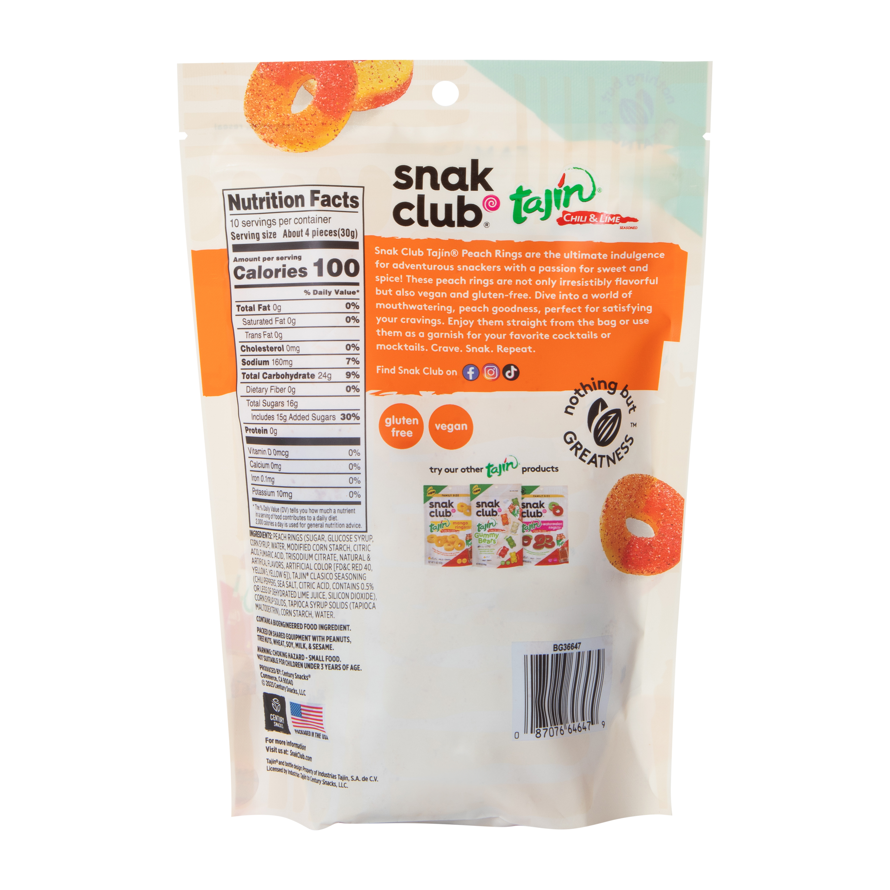 Snack Club Tajin® Peach Rings 11oz