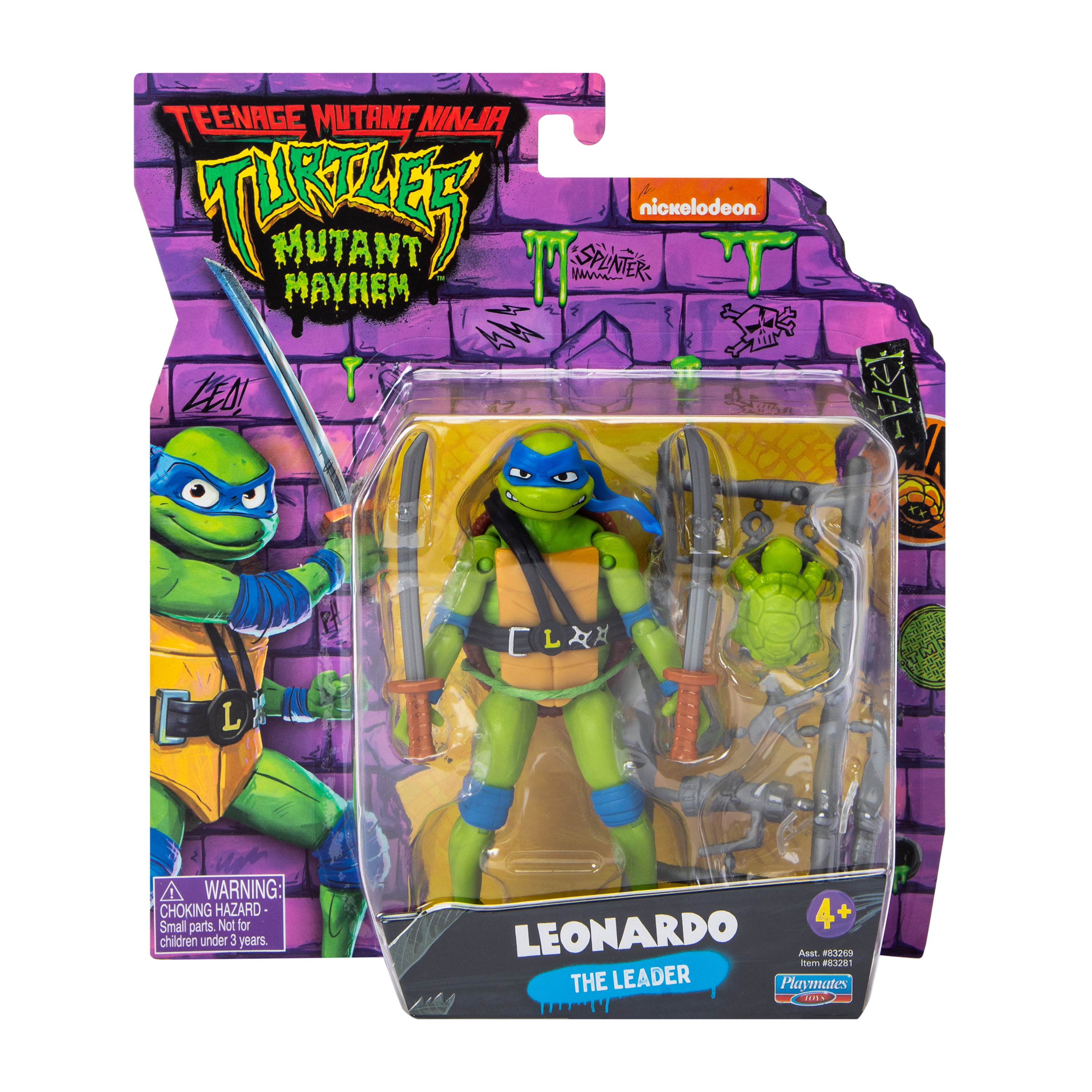 TMNT Mutant Mayhem Leonardo Action Figure Toy 4.5in