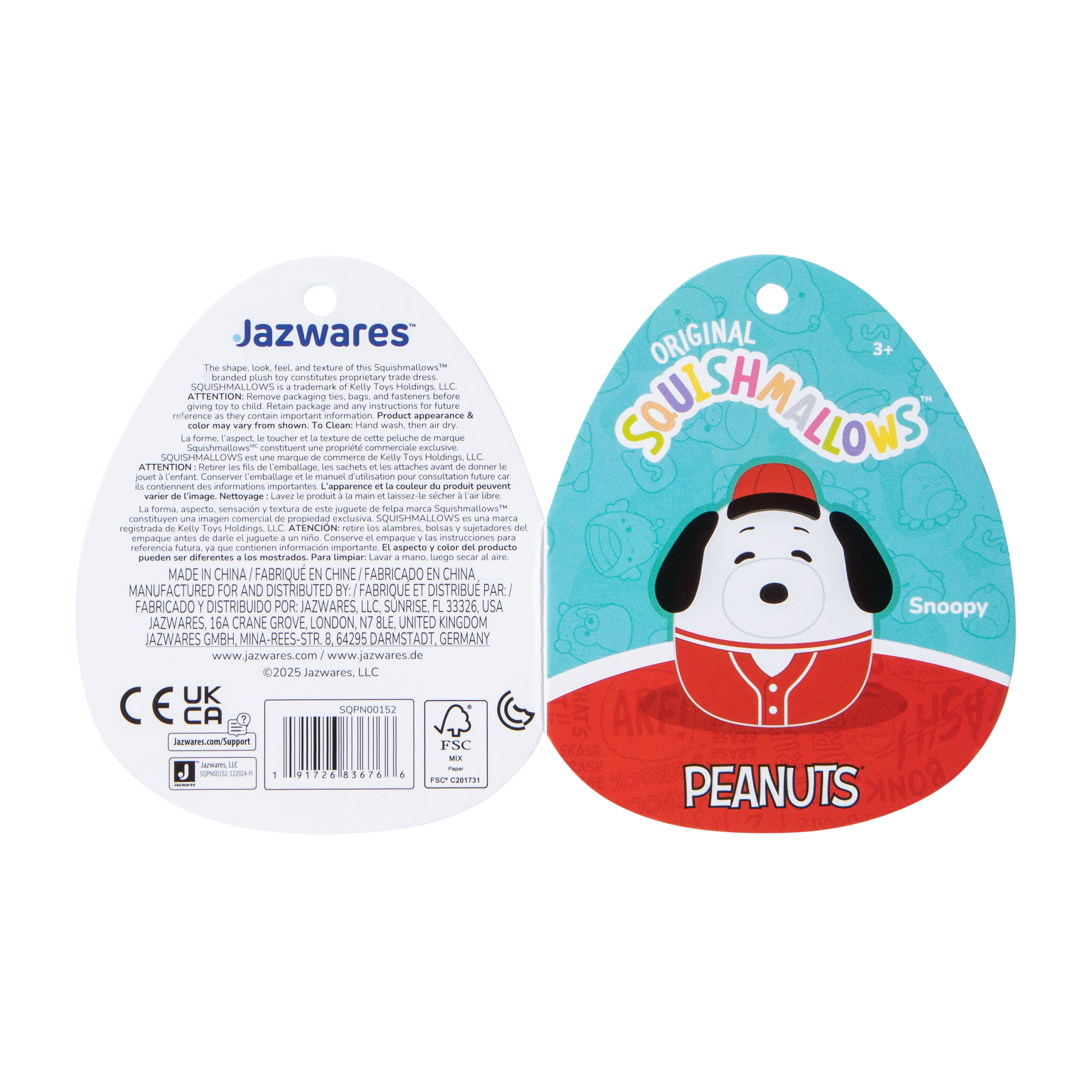 Squishmallows™ Peanuts® Baseball Plush