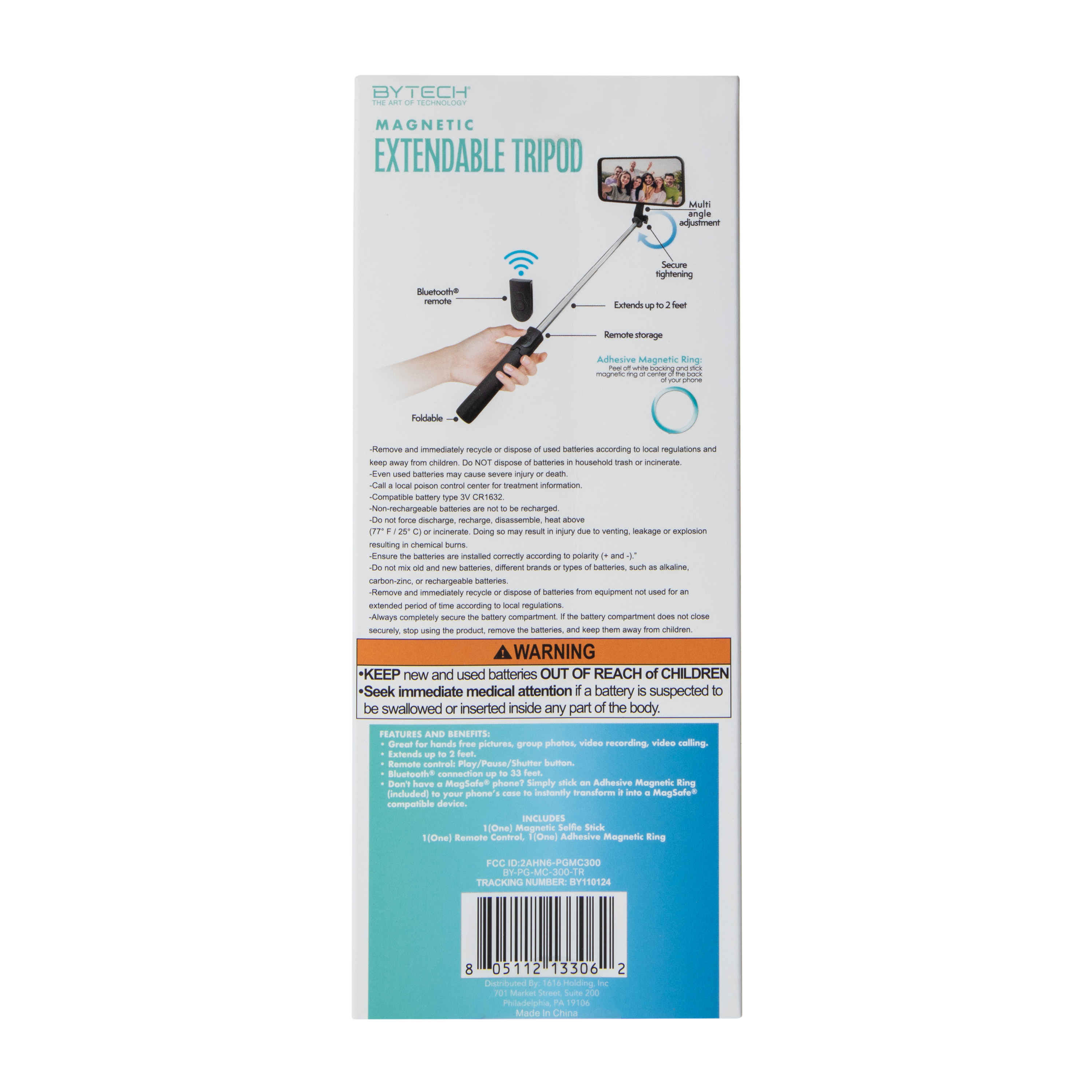 Magnetic Extendable Bluetooth® Tripod