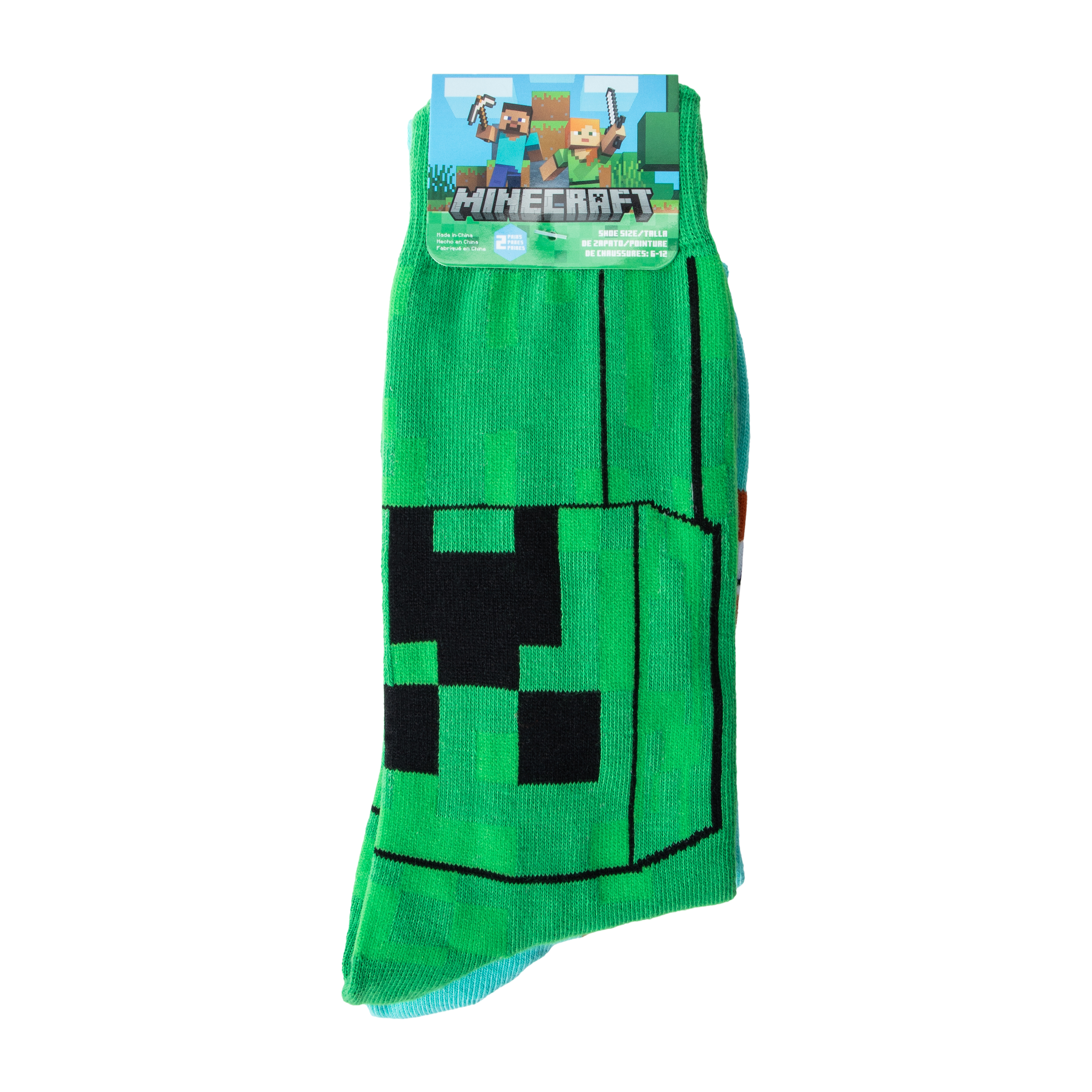 Young Men's Minecraft Crew Socks 2-Pairs