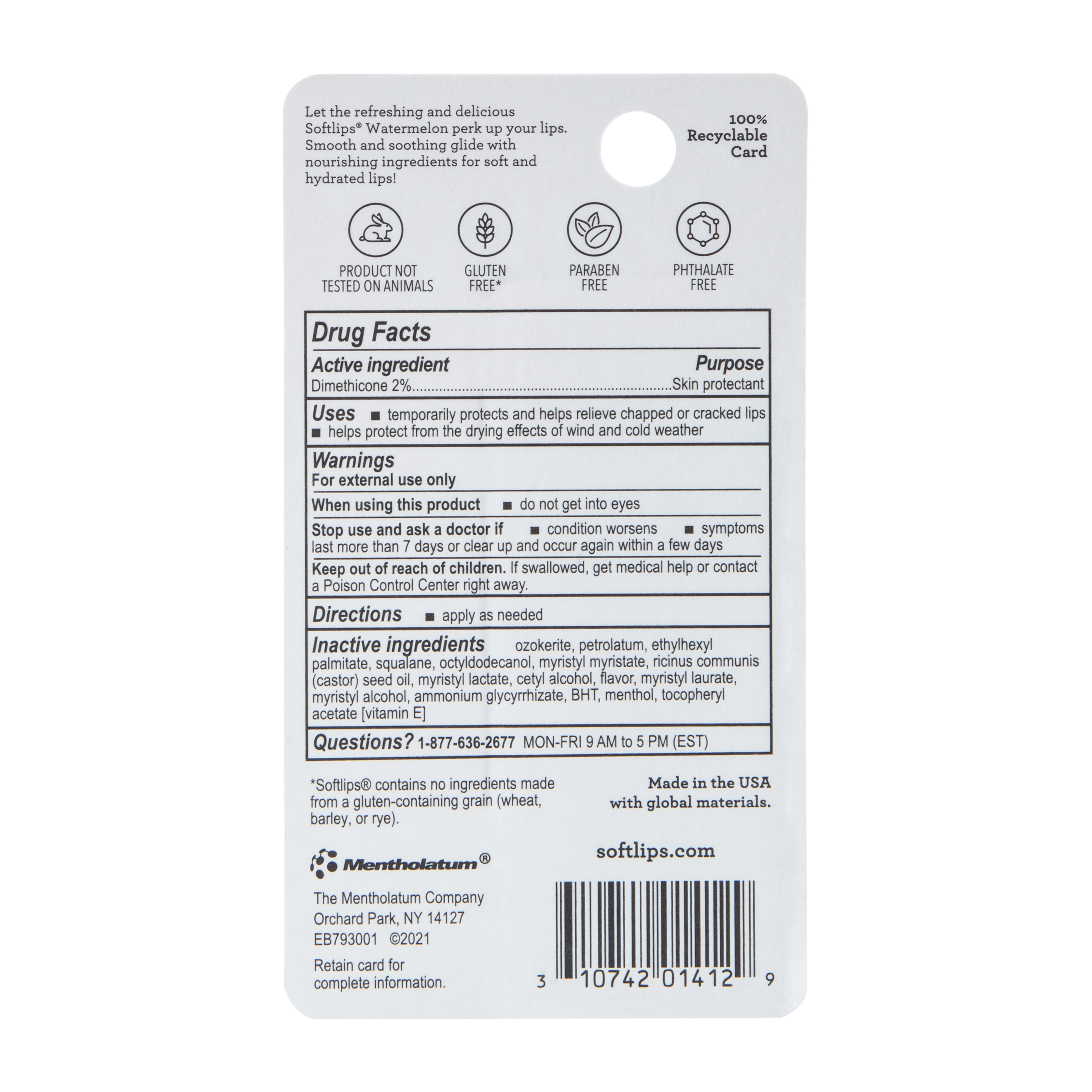 Soft Lips® Watermelon Lip Protectant Sticks 0.07oz 2-Pack