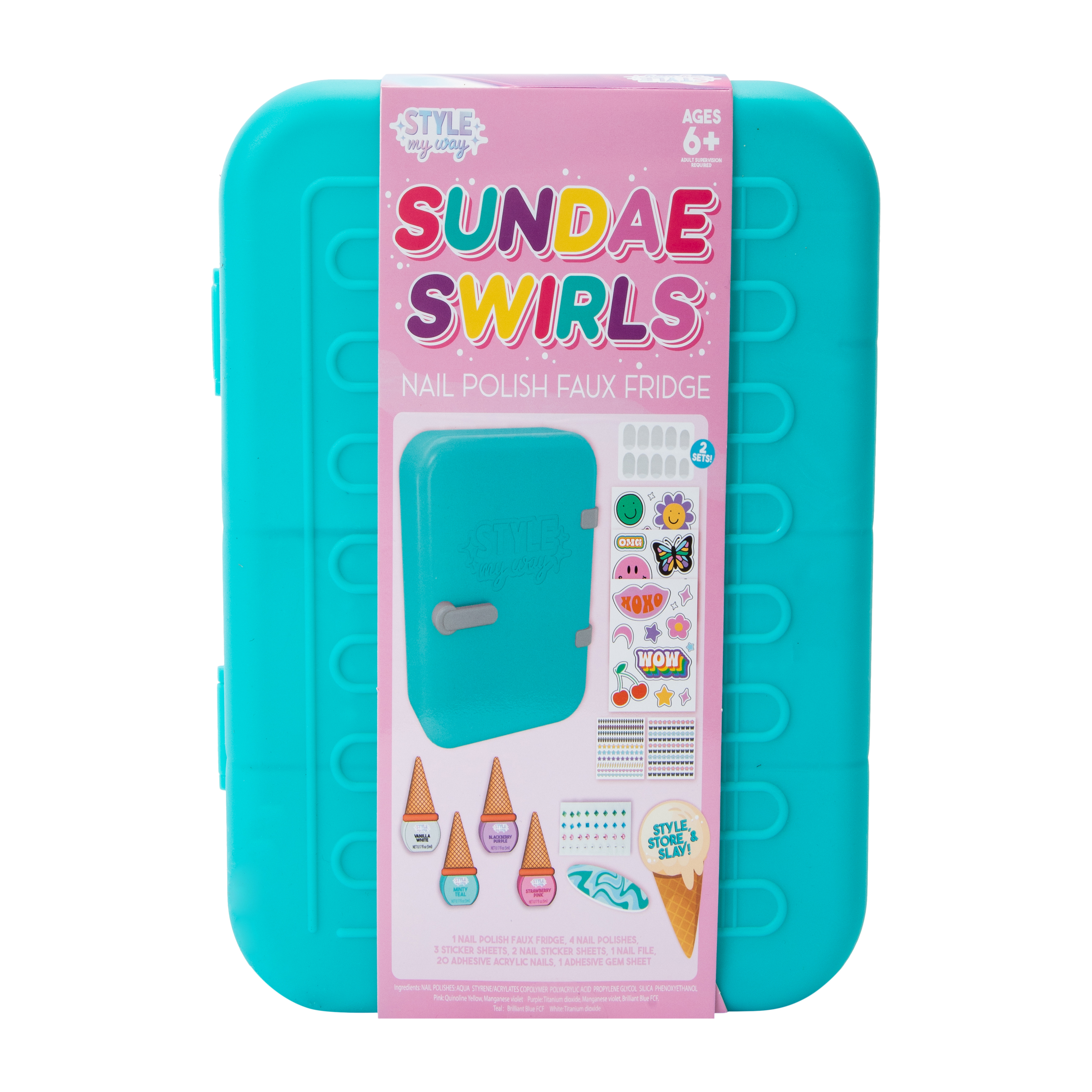 Style My Way Sundae Swirls Nail Polish Faux Fridge Set