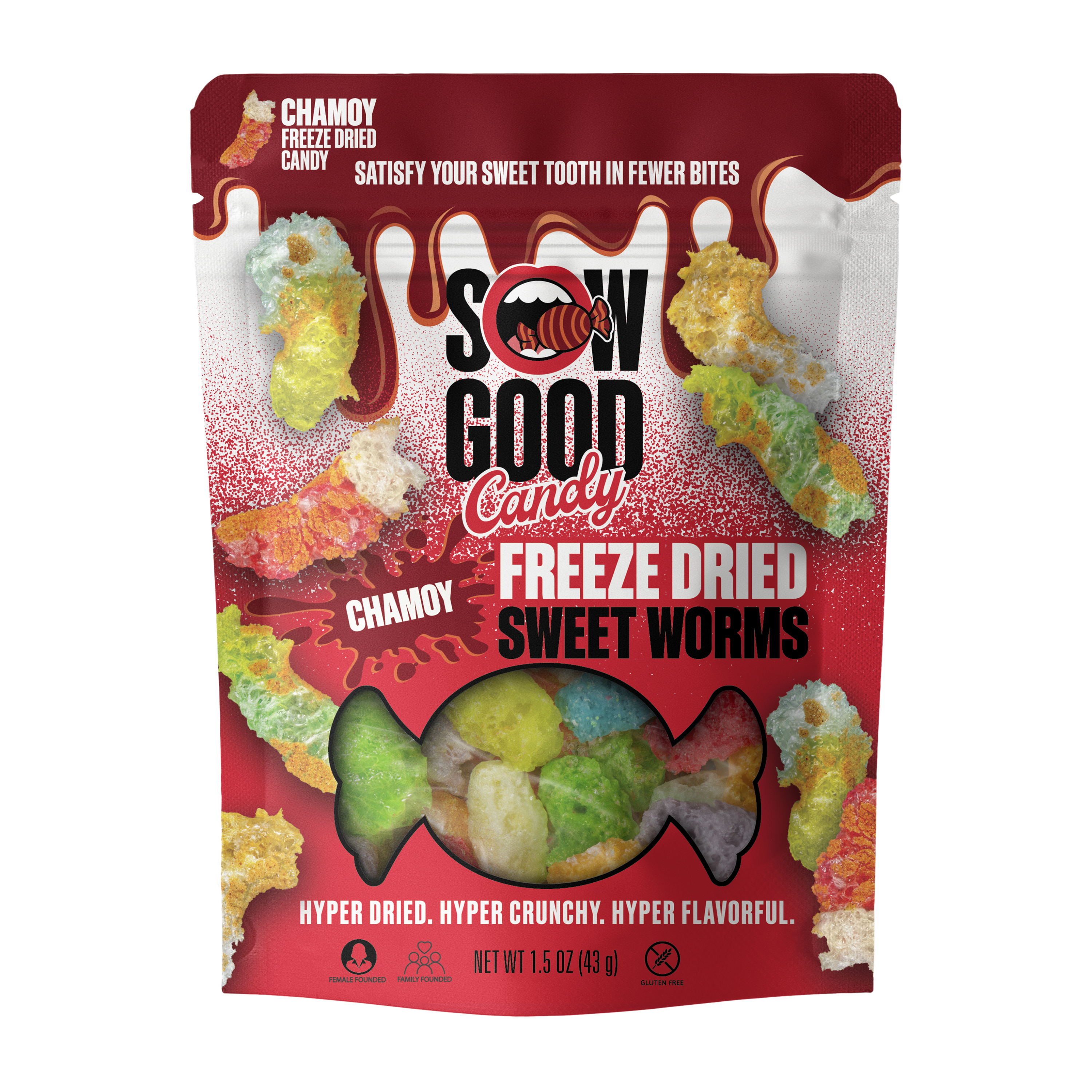 Sow Good Chamoy Freeze Dried Sweet Worms Candy 1.5oz