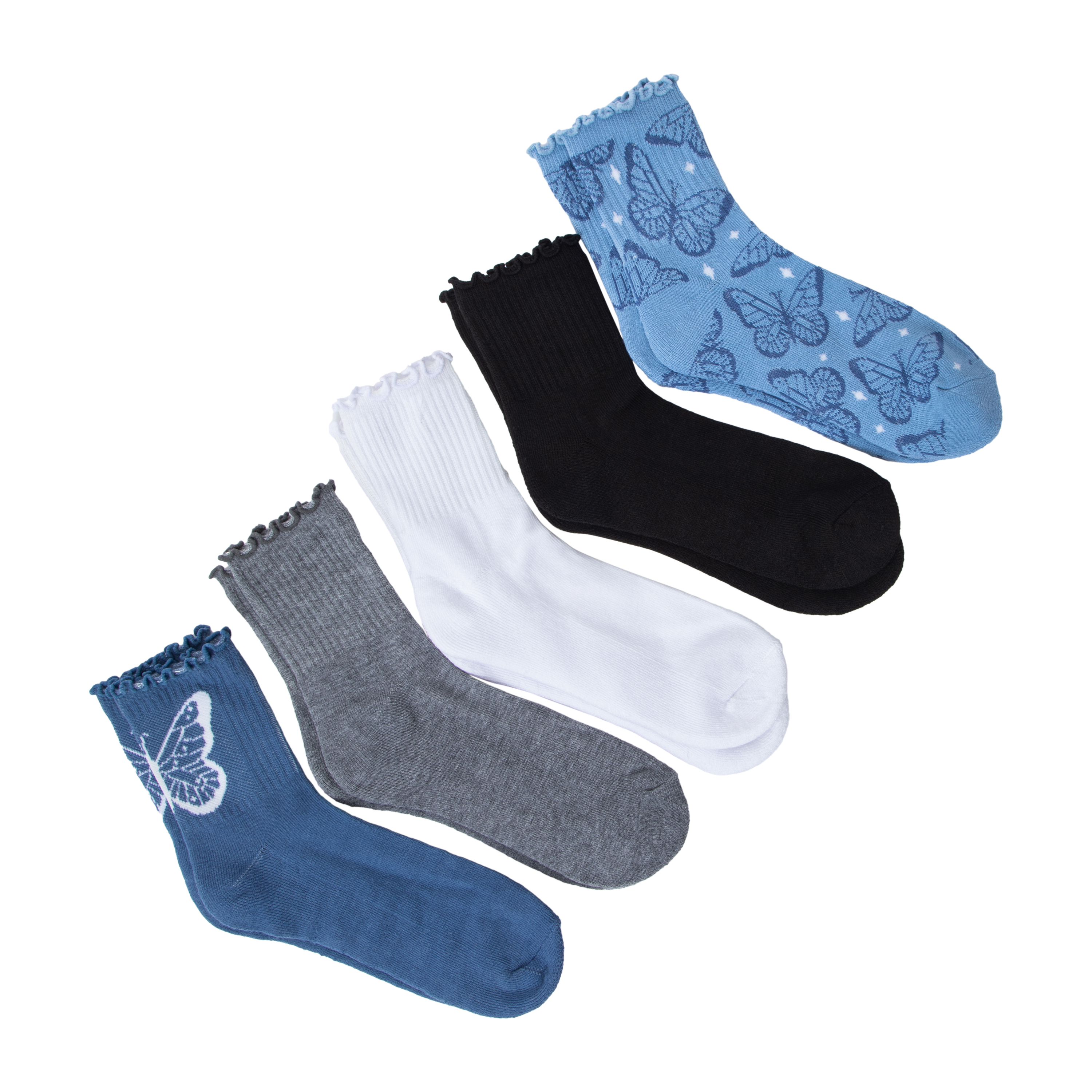 Printed Ladies Mid Crew Socks 5-Pairs