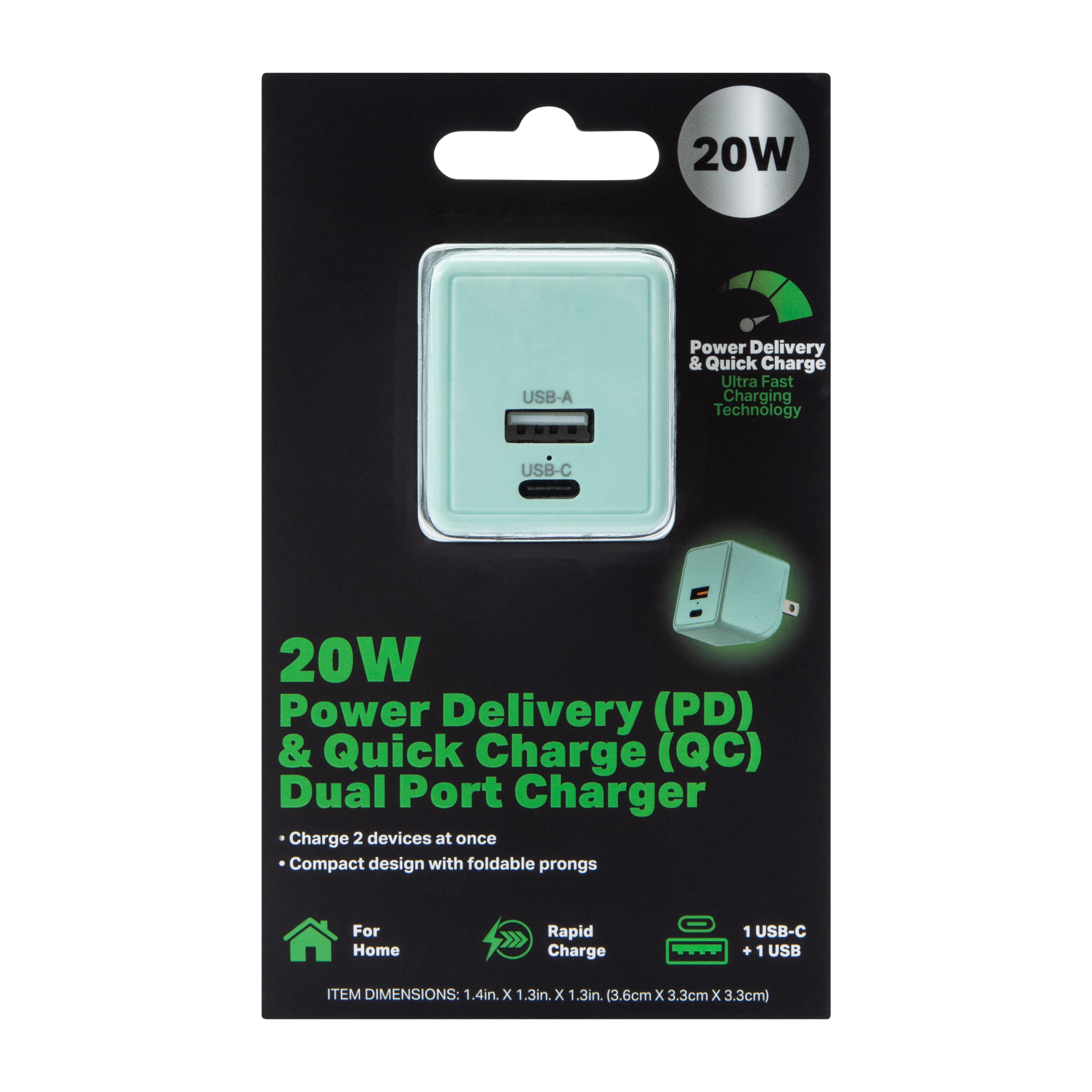 20W Power Delivery & Quick Charge Dual Port Wall Charger