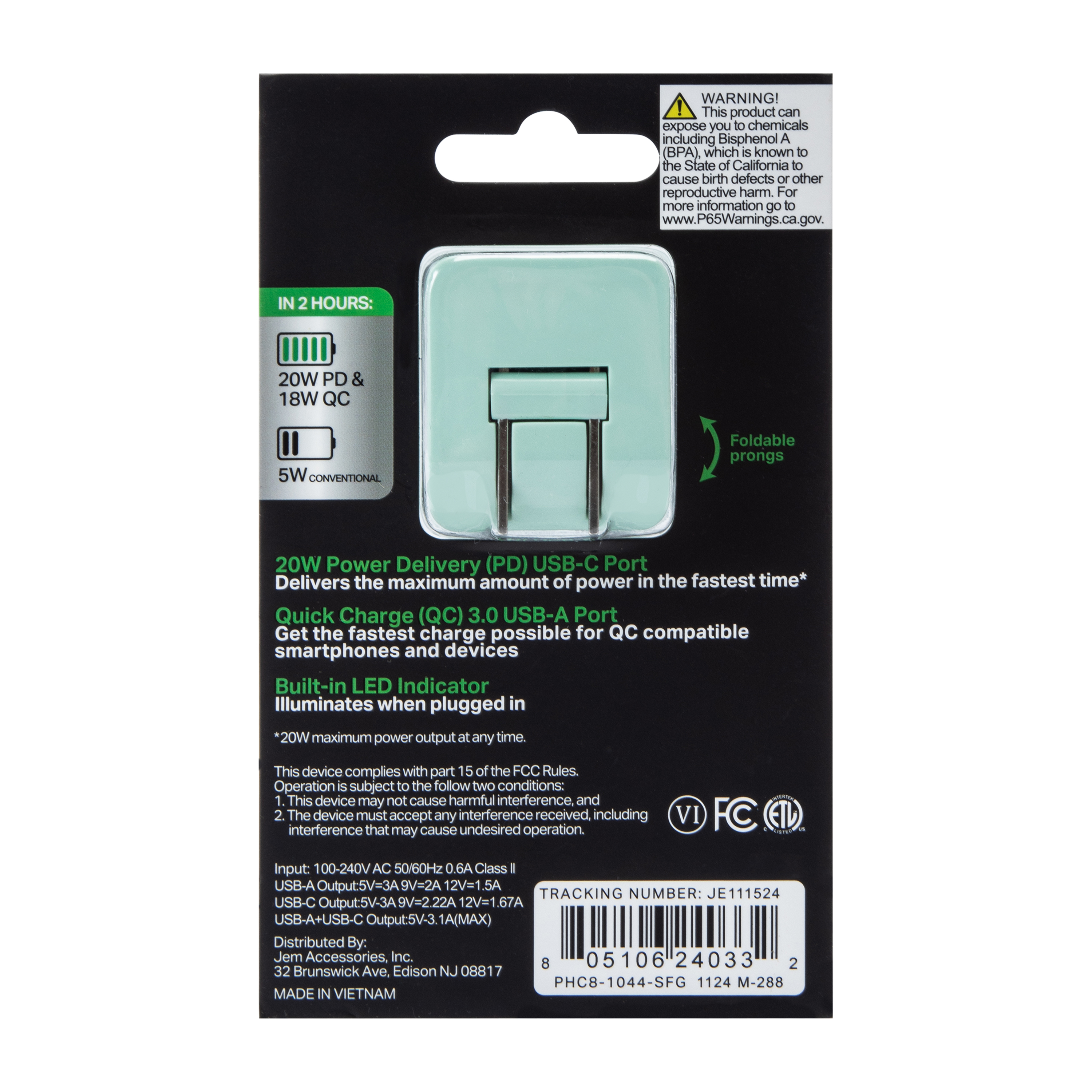 20W Power Delivery & Quick Charge Dual Port Wall Charger