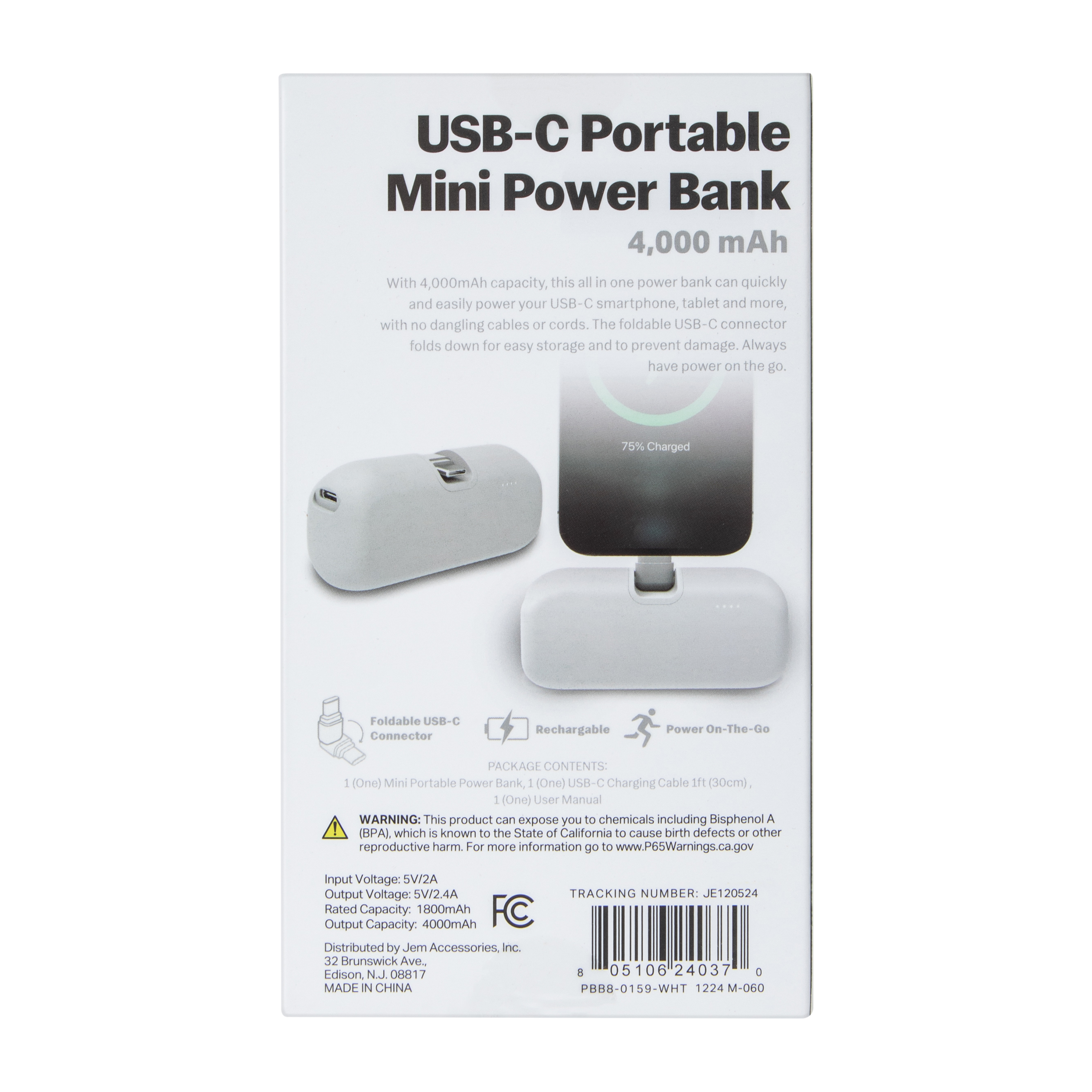 USB-C Portable Mini Power Bank 4000MAh | Five Below