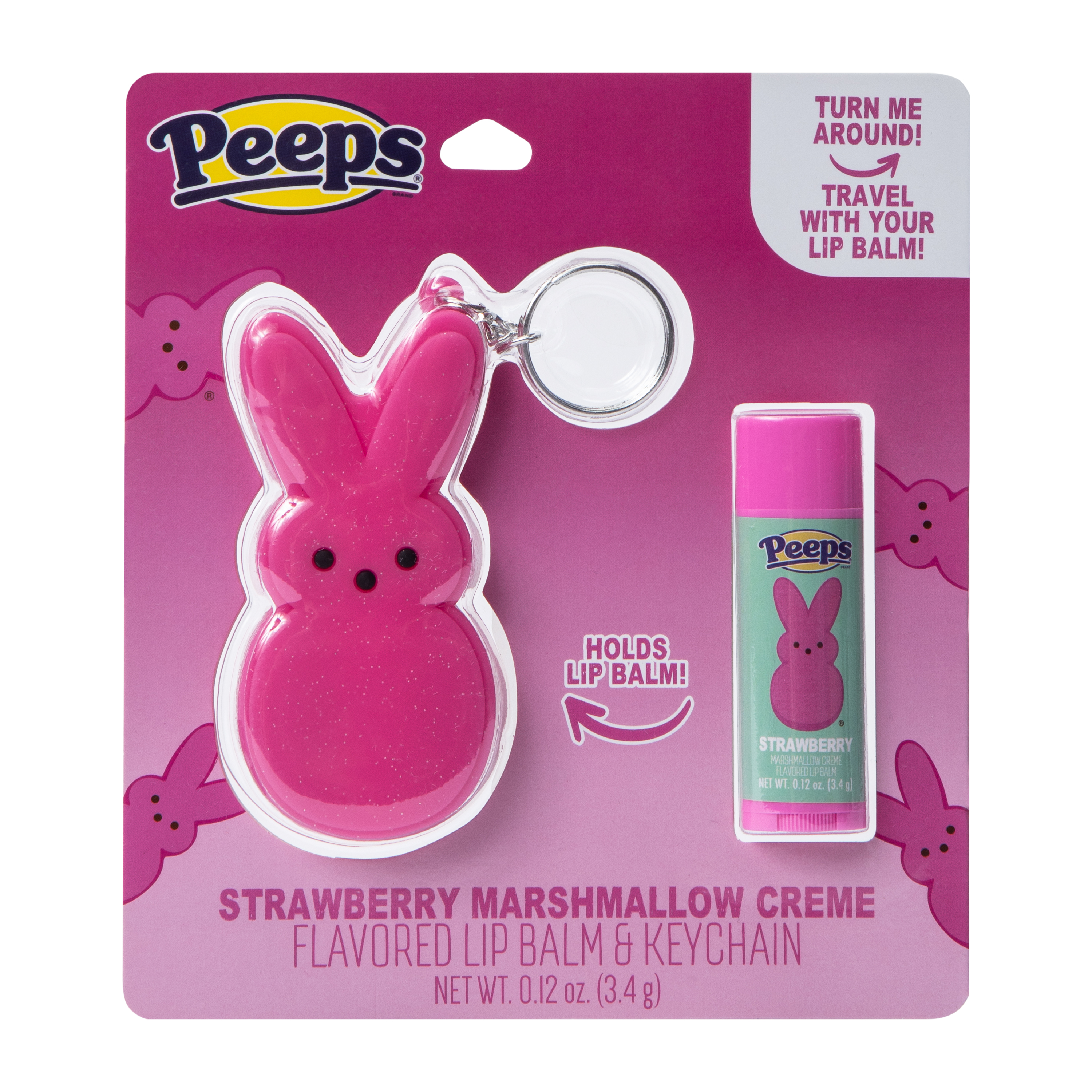 Peeps® Strawberry Marshmallow Creme Flavored Lip Balm & Keychain Set