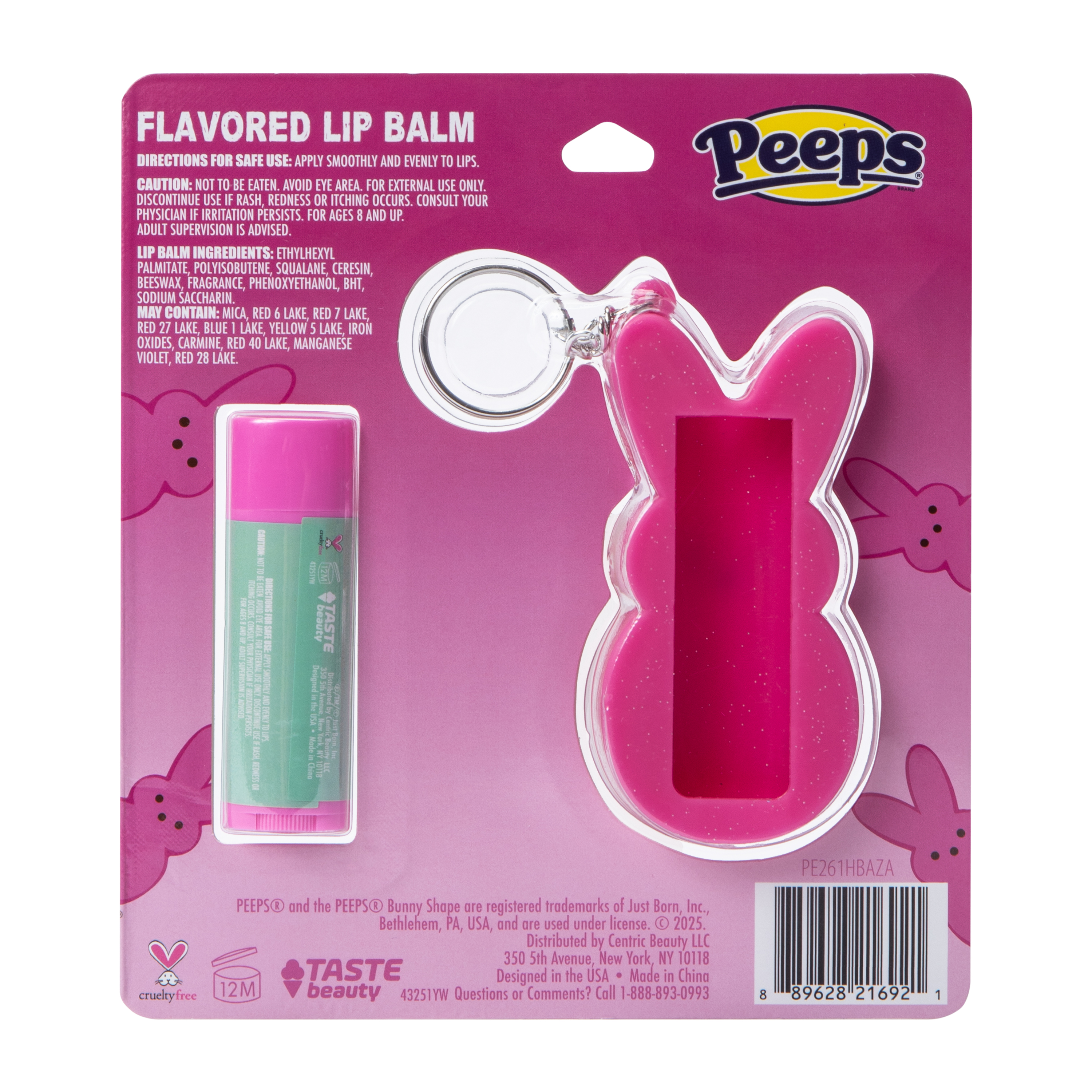 Peeps® Strawberry Marshmallow Creme Flavored Lip Balm & Keychain Set