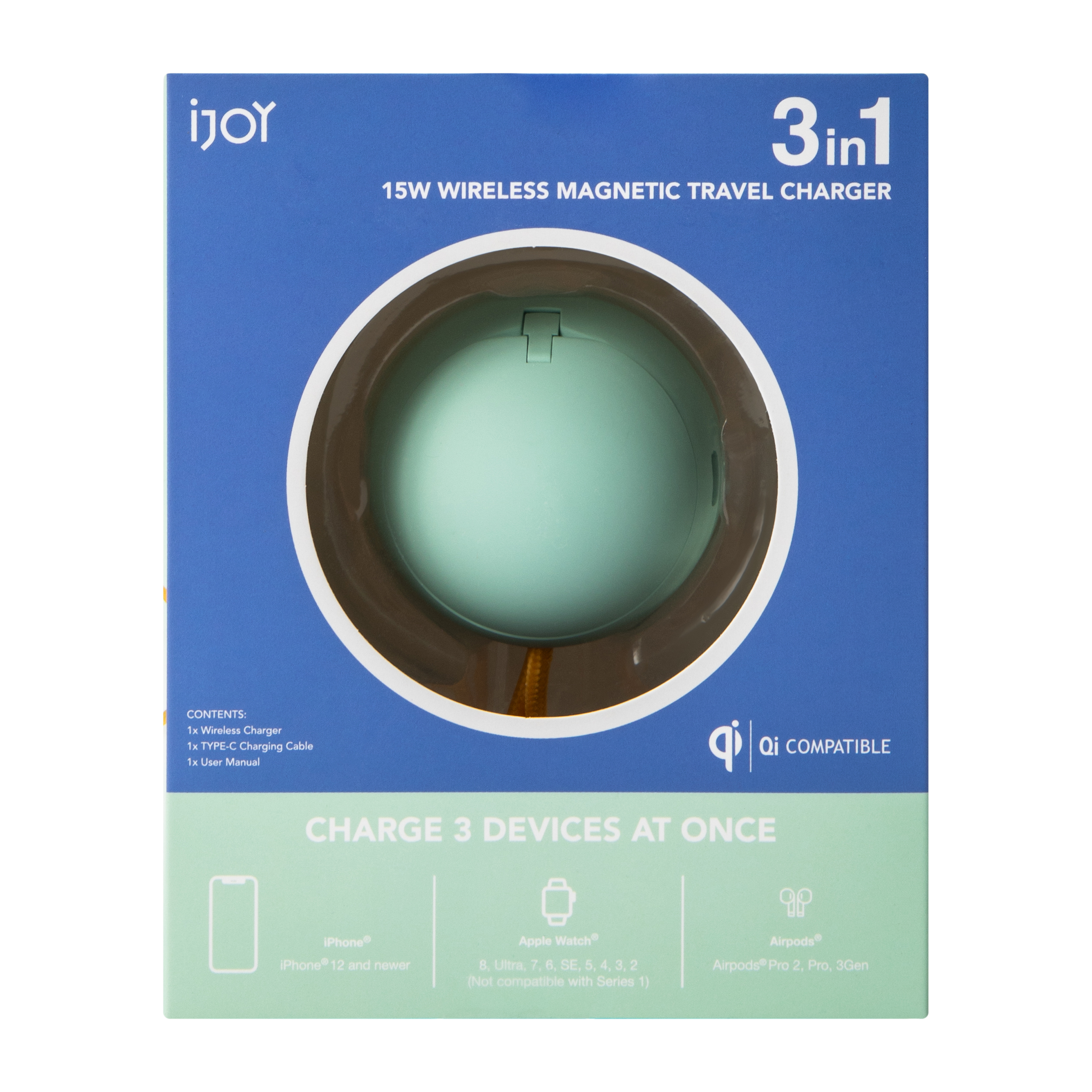 3-In-1 Wireless Magnetic Travel Charger 15W