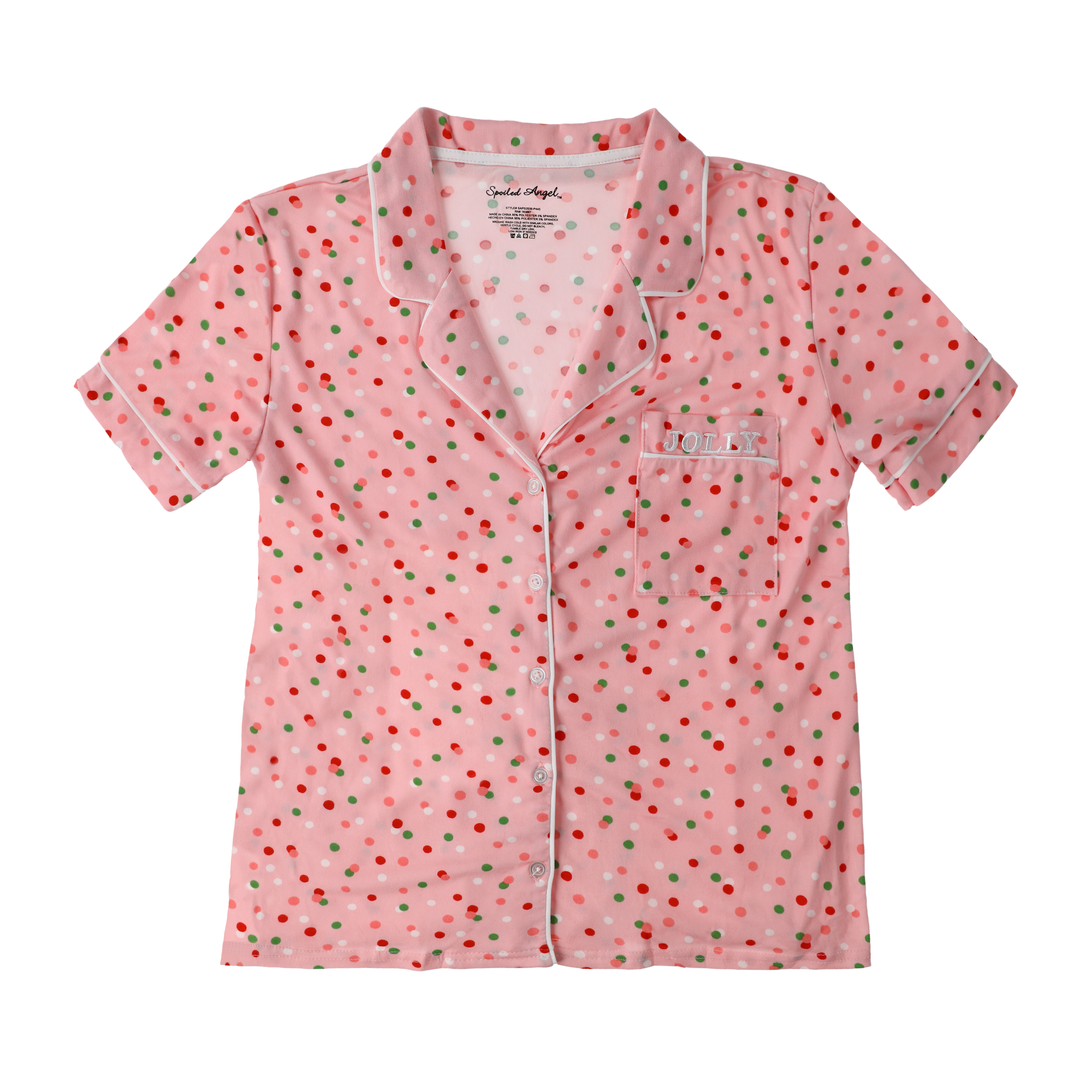 Juniors Notch Collar Printed Top